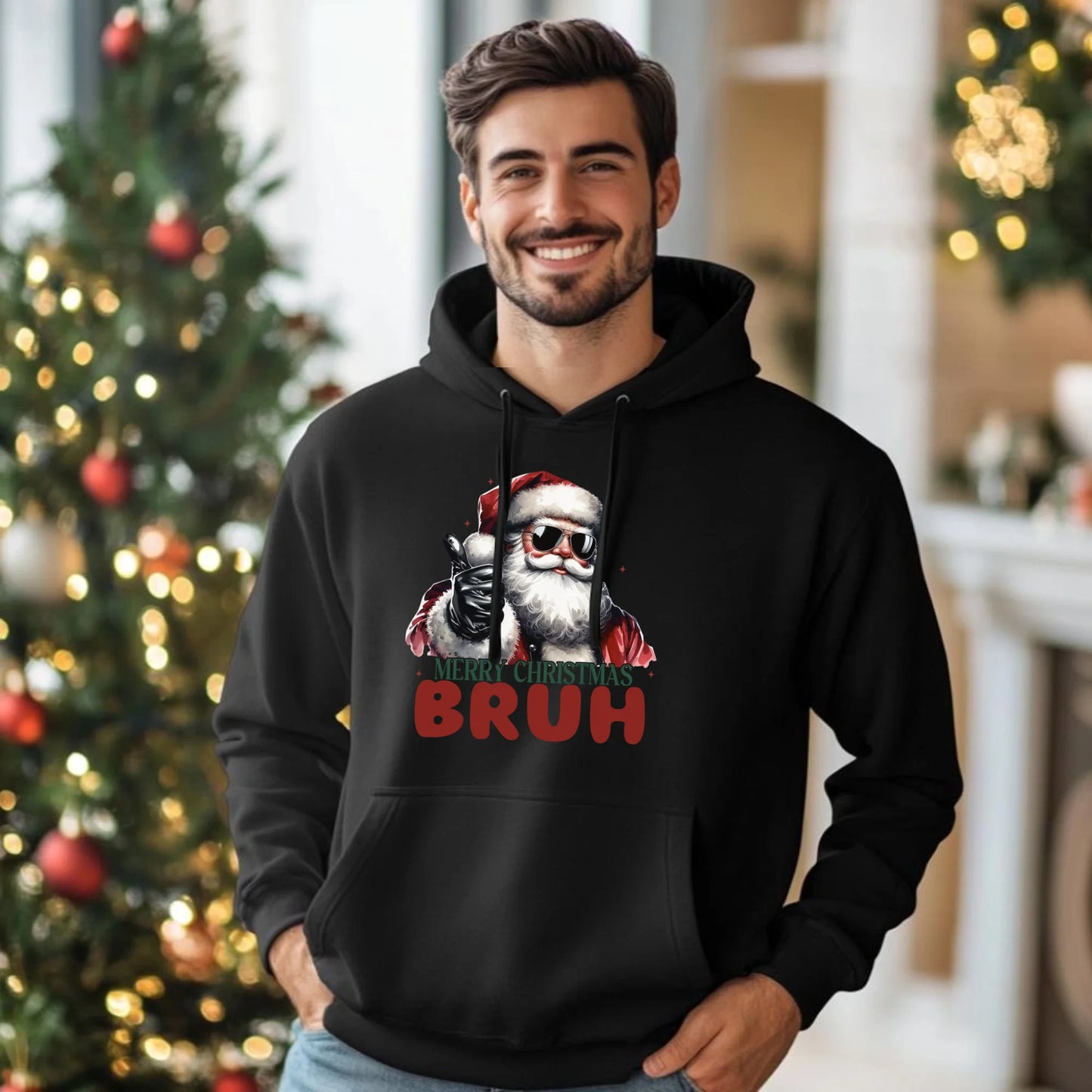 Merry Christmas Bruh | Świąteczna bluza męska z kapturem BN65 - StoryCups.pl