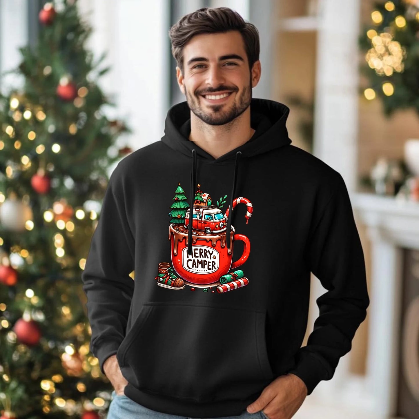 Merry Camper | Personalizowana bluza męska z kapturem świąteczna BN43 - StoryCups.pl
