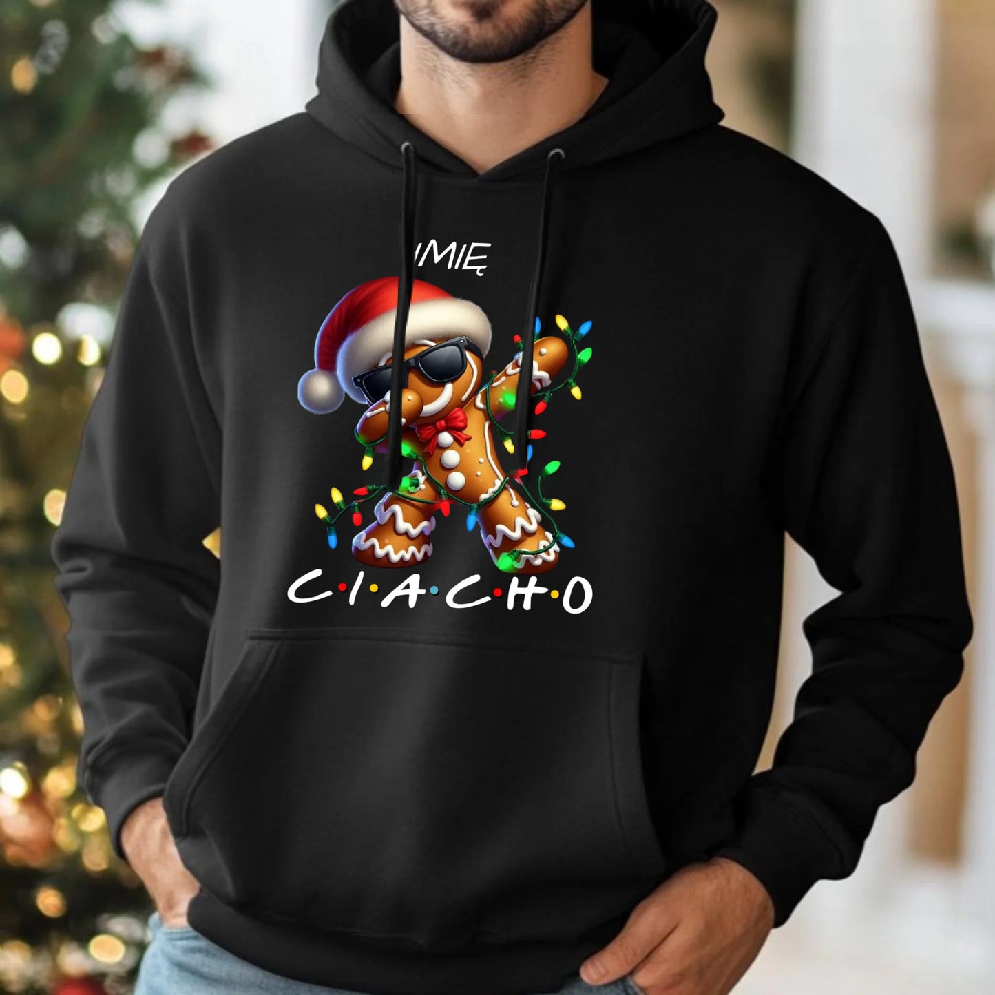 Ciacho | Personalizowana świąteczna bluza męska z kapturem BN94 - StoryCups.pl