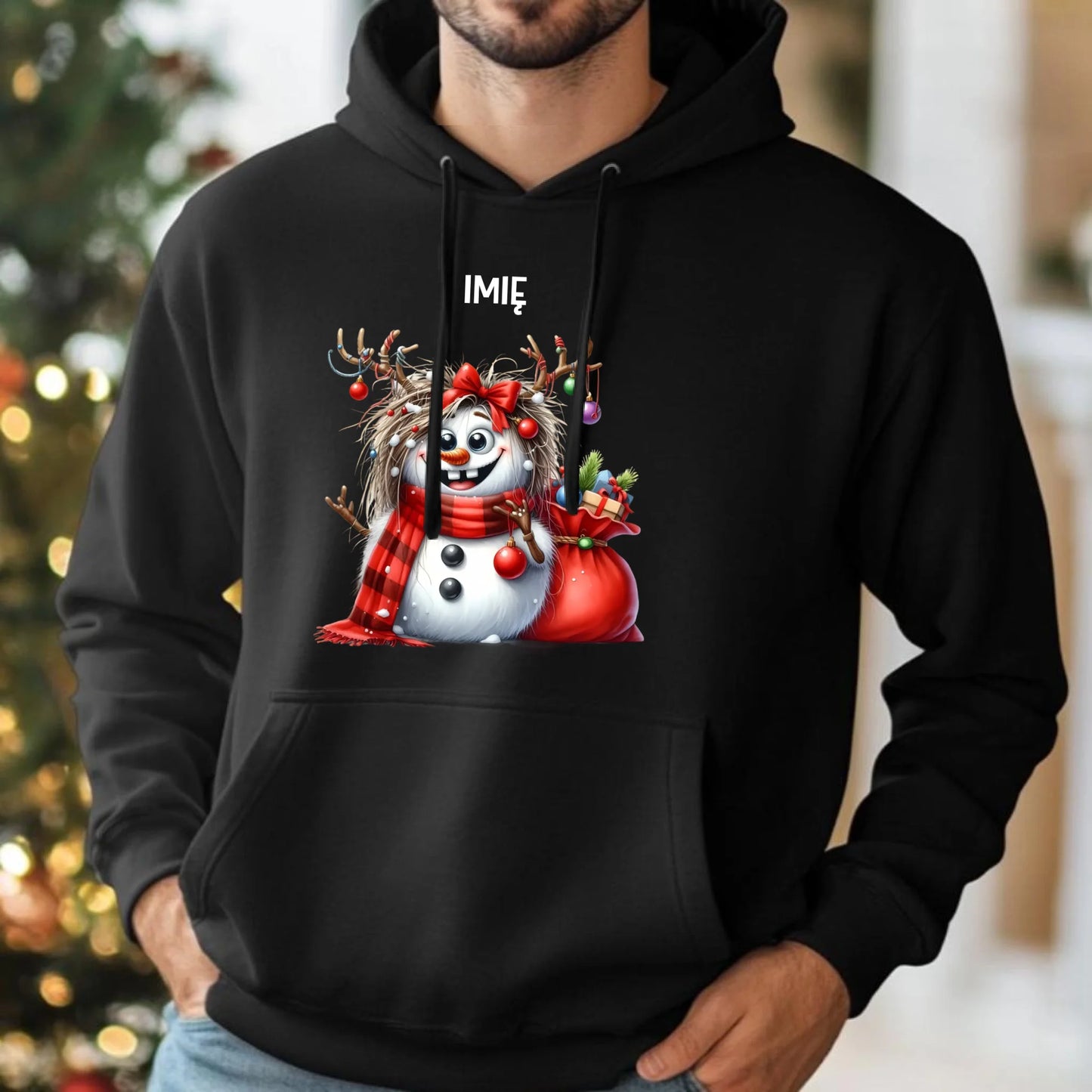 Bałwanek | Personalizowana świąteczna bluza męska z kapturem BN70 - StoryCups.pl