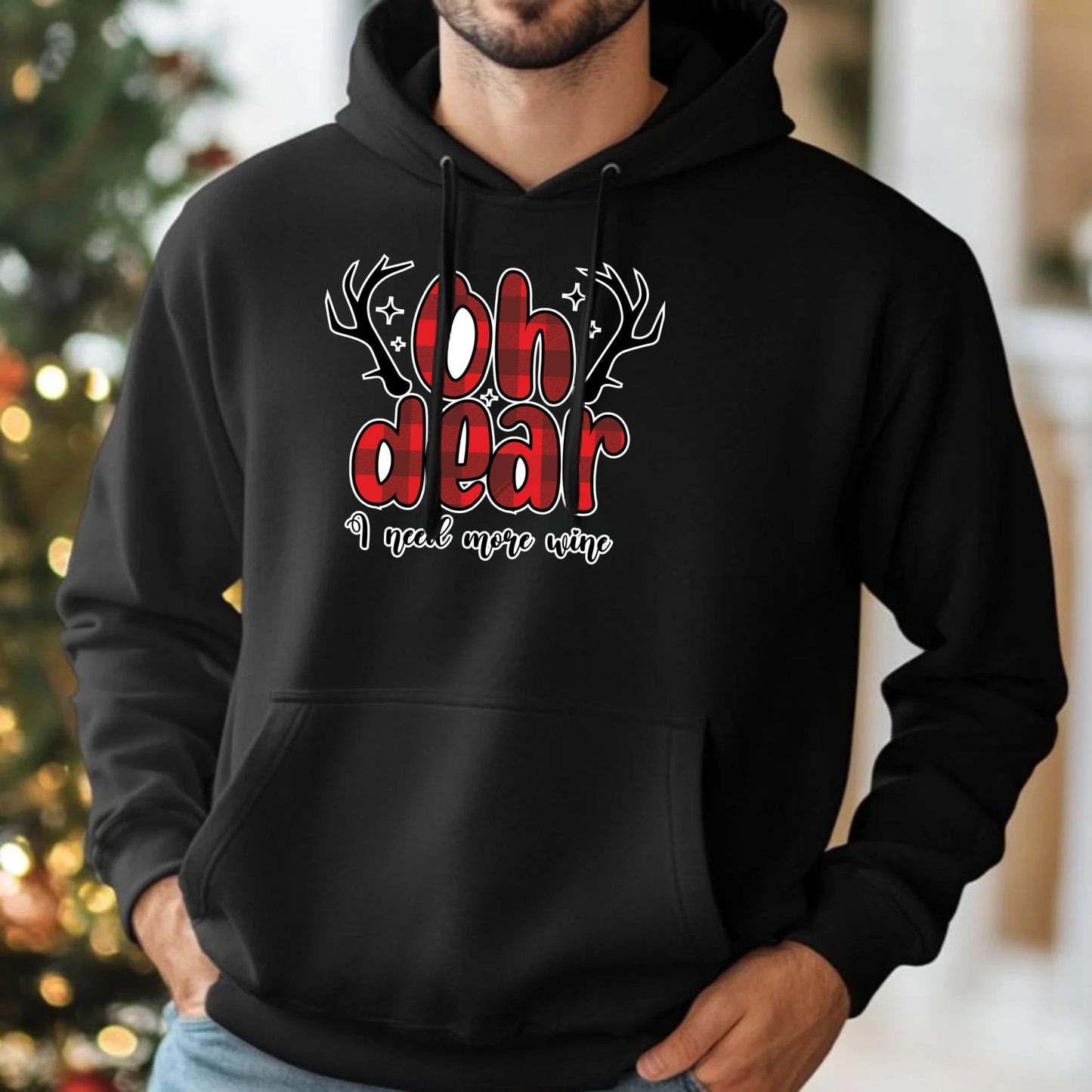 Potrzebuję więcej wina | Świąteczna bluza męska z kapturem BN63 - StoryCups.pl