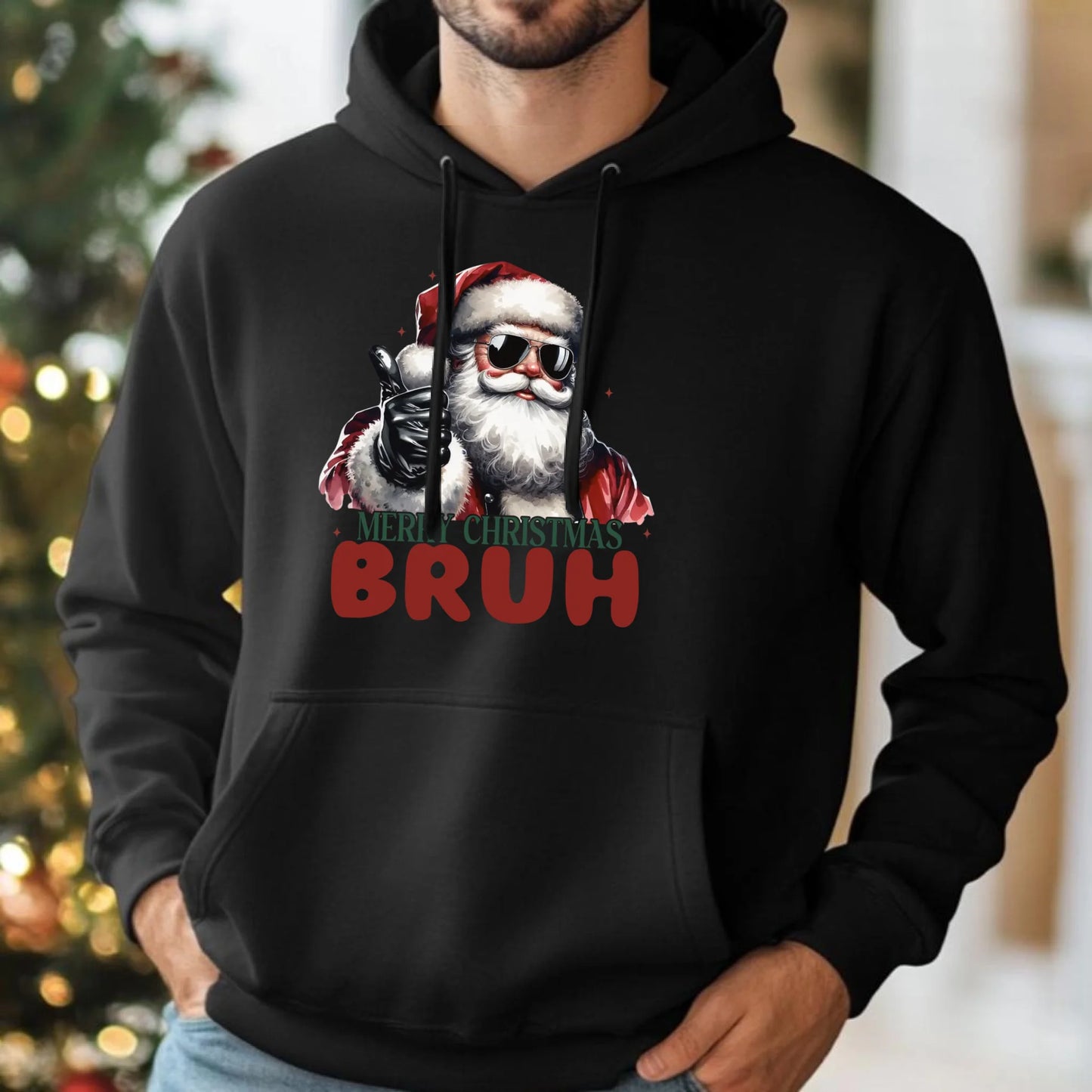 Merry Christmas Bruh | Świąteczna bluza męska z kapturem BN65 - StoryCups.pl