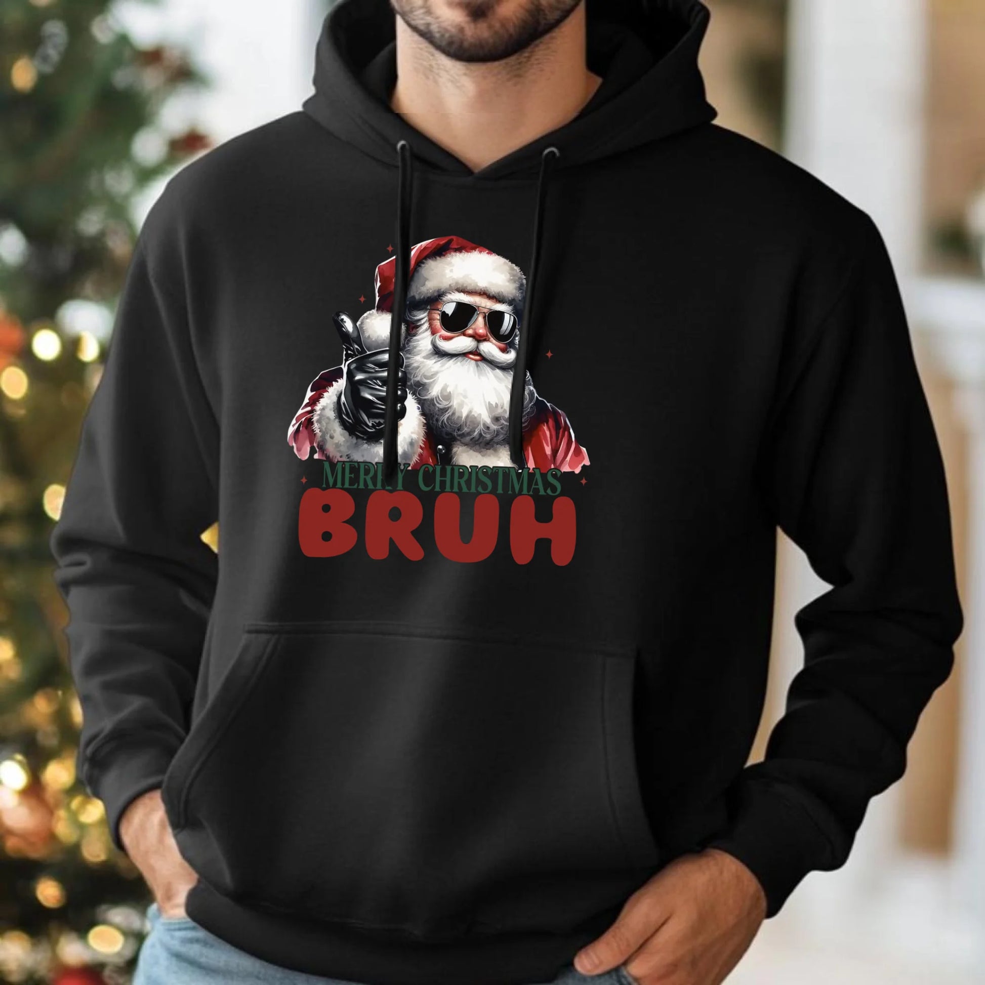 Merry Christmas Bruh | Świąteczna bluza męska z kapturem BN65 - StoryCups.pl