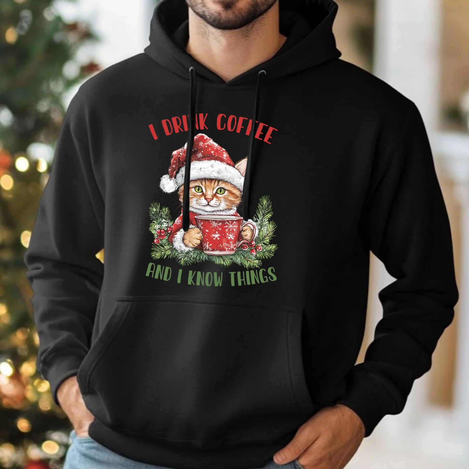 I drink coffee and I know things | Świąteczna bluza męska z kapturem BN39 - StoryCups.pl
