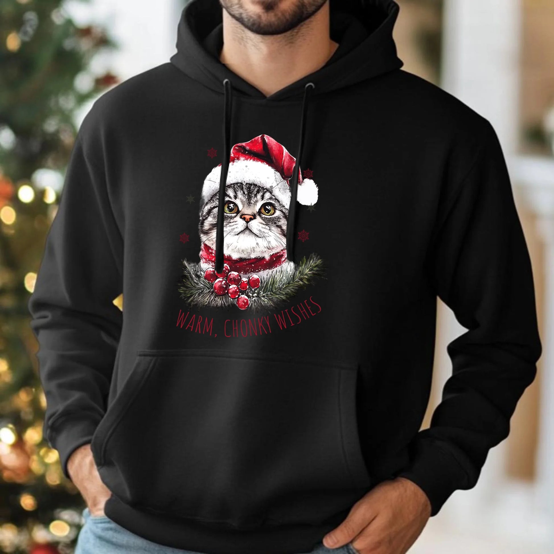 Warm, Chonky Wishes | Świąteczna bluza męska z kapturem BN36 - StoryCups.pl