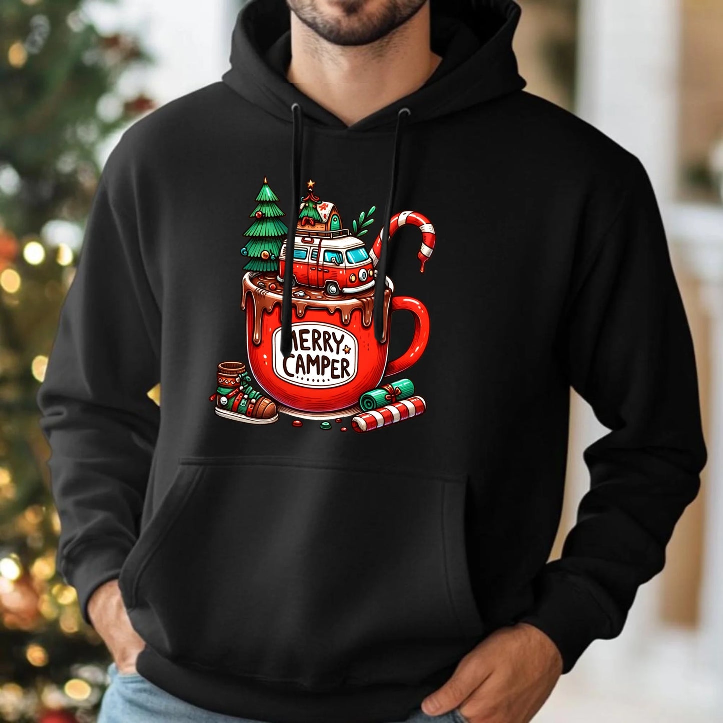Merry Camper | Personalizowana bluza męska z kapturem świąteczna BN43 - StoryCups.pl
