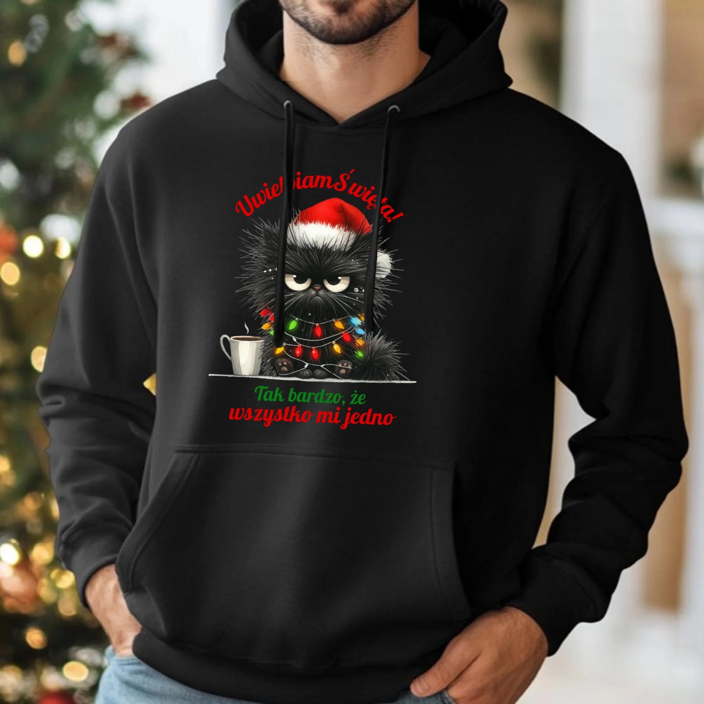 Wszystko mi jedno | Świąteczna bluza męska z kapturem BN35 - StoryCups.pl