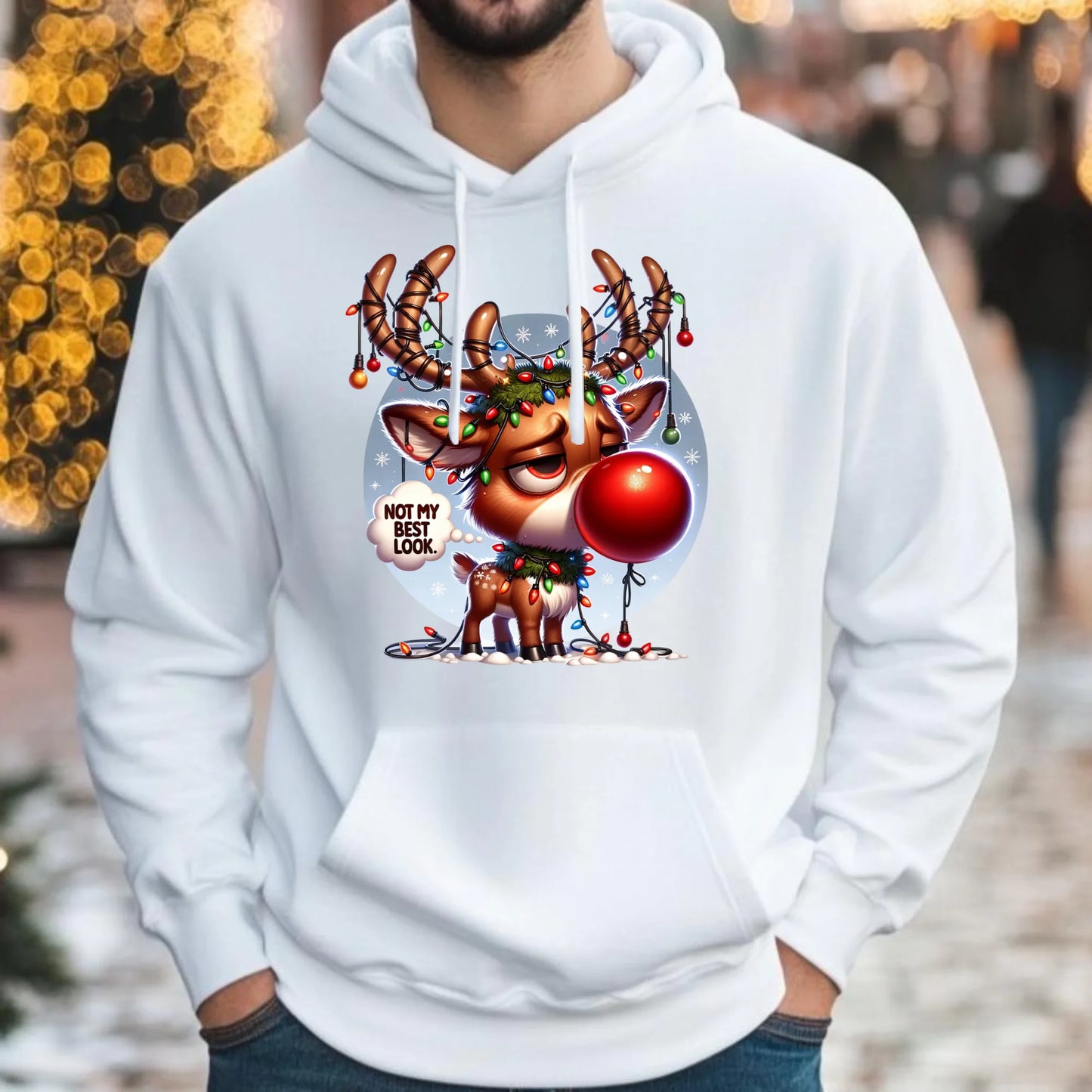 Nie wyglądam najlepiej | Świąteczna bluza męska z kapturem BN98 - StoryCups.pl