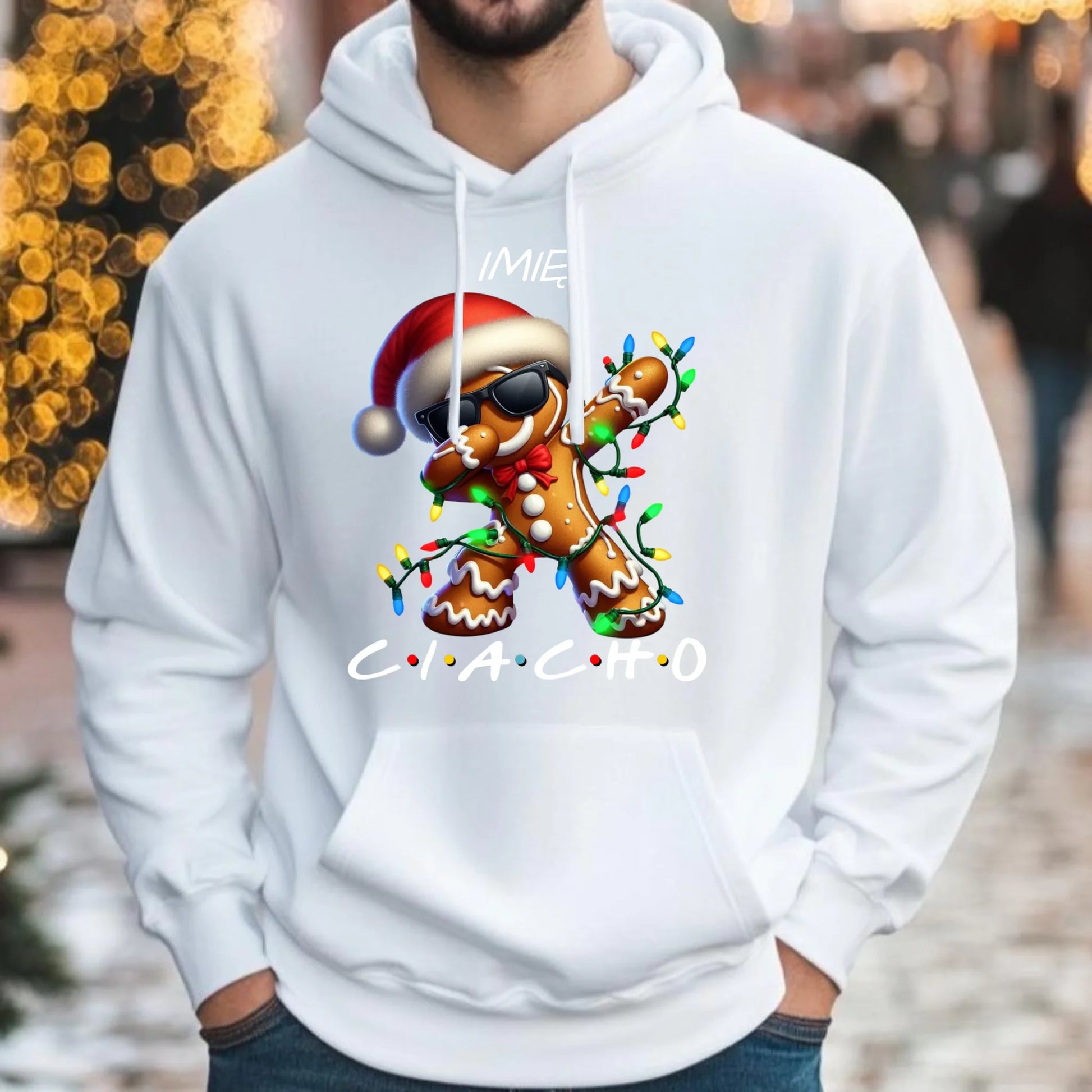 Ciacho | Personalizowana świąteczna bluza męska z kapturem BN94 - StoryCups.pl