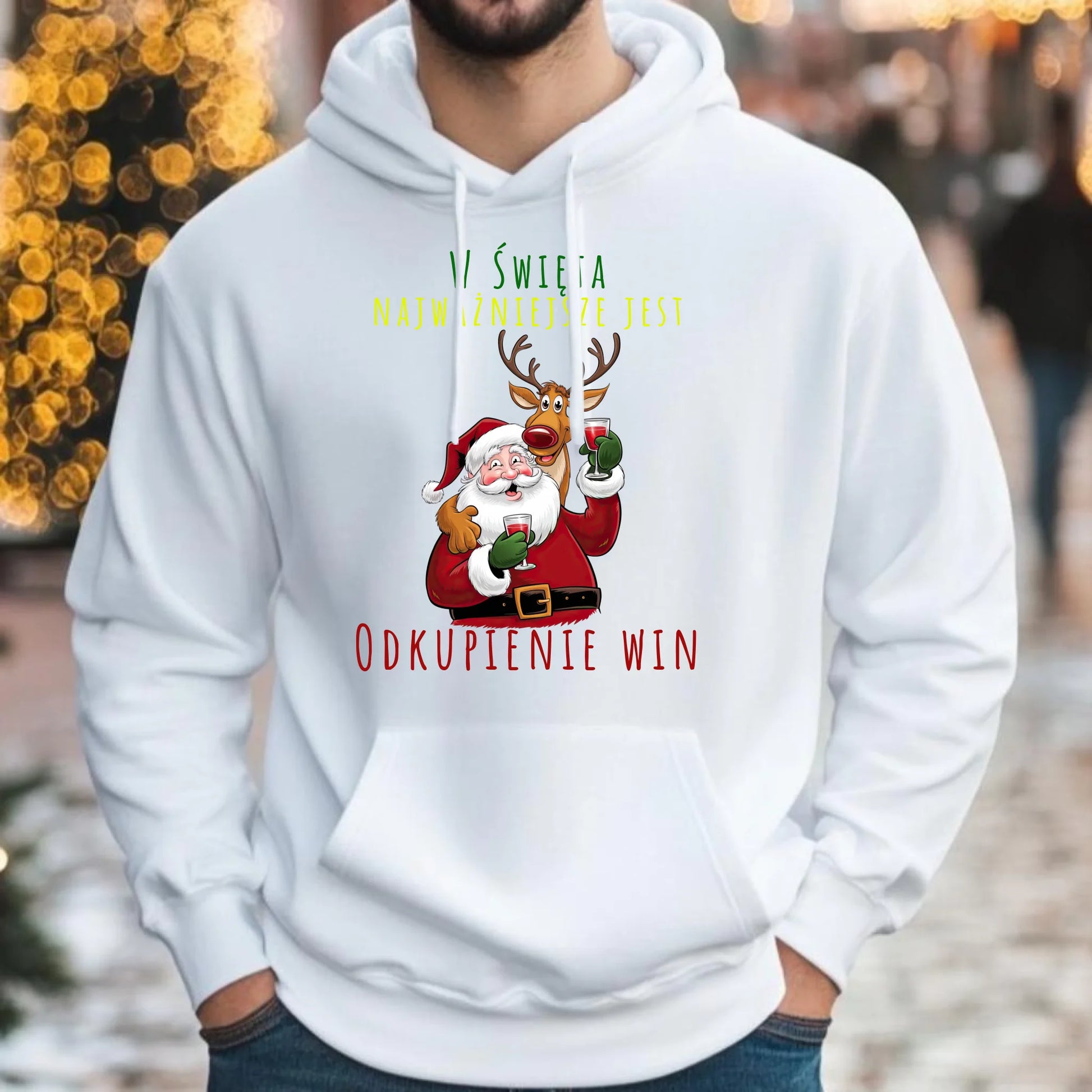 Odkupienie win | Świąteczna bluza męska z kapturem BN73 - StoryCups.pl