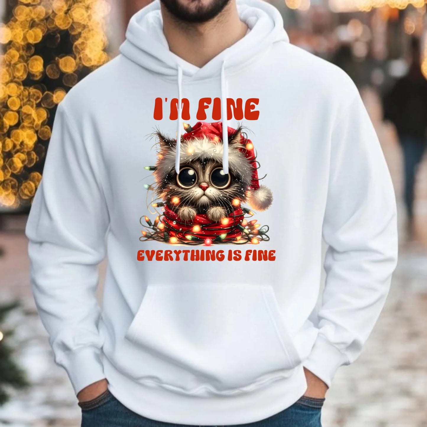 Wszystko jest w porządku | Świąteczna bluza męska z kapturem BN67 - StoryCups.pl