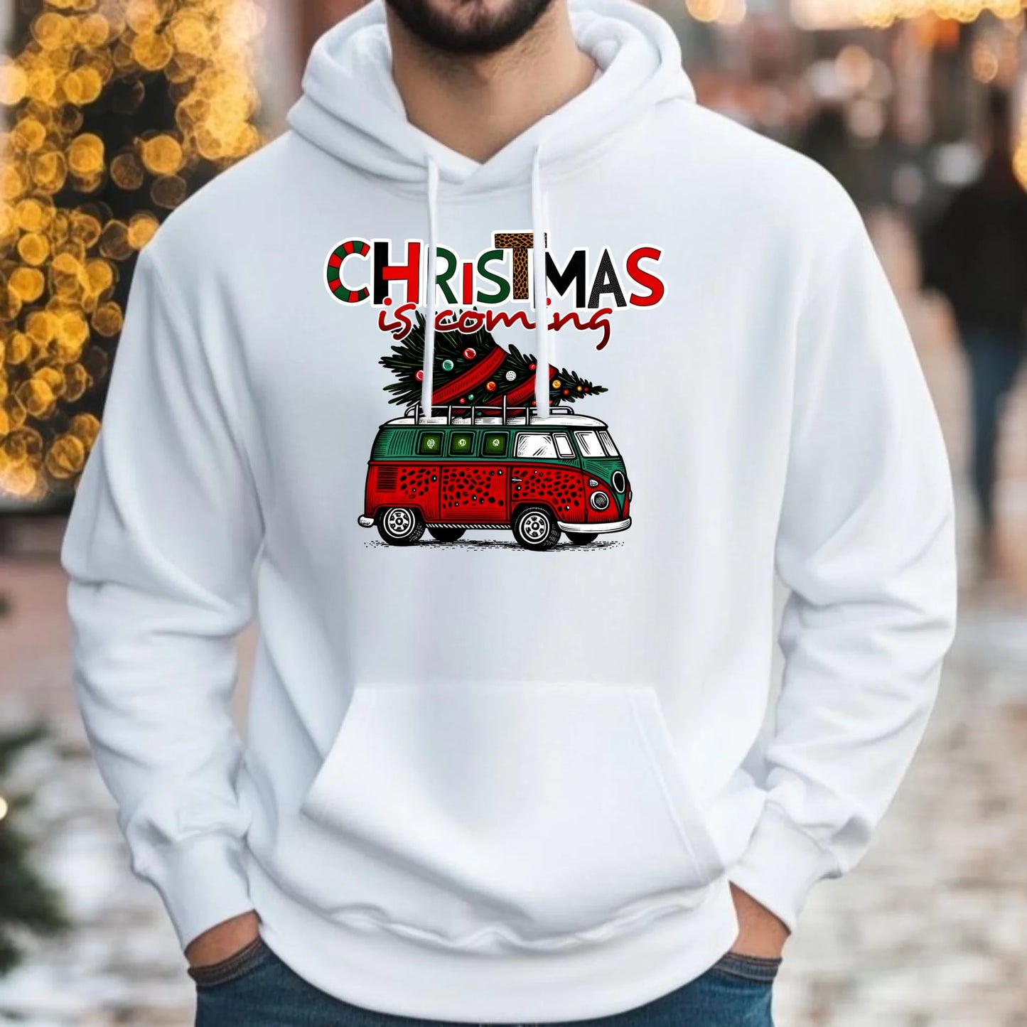 Christmas is coming | Świąteczna bluza męska z kapturem BN42 - StoryCups.pl