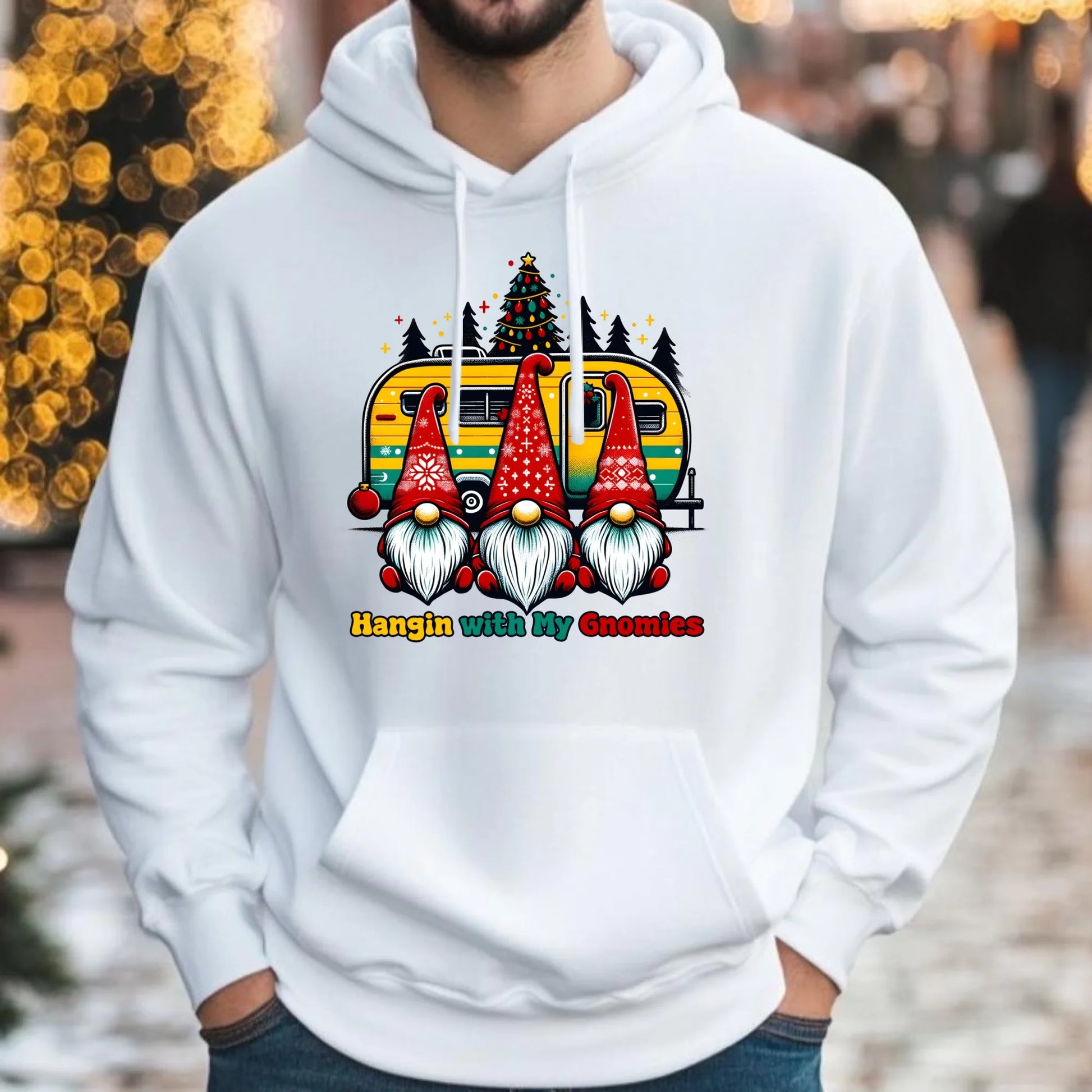 Święta z gnomami | Świąteczna bluza męska z kapturem BN41 - StoryCups.pl