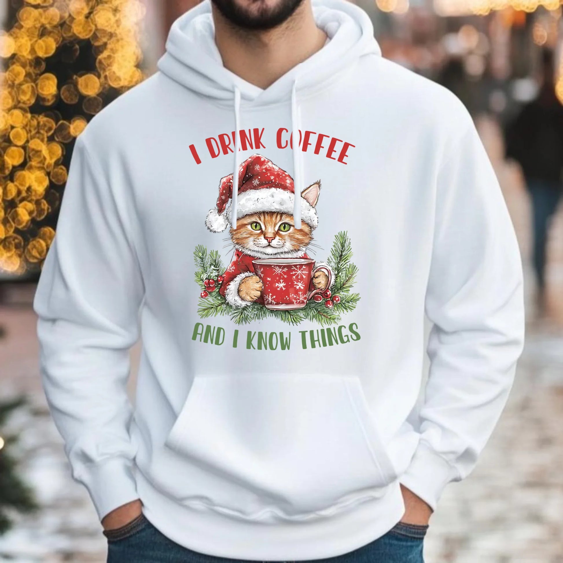 I drink coffee and I know things | Świąteczna bluza męska z kapturem BN39 - StoryCups.pl