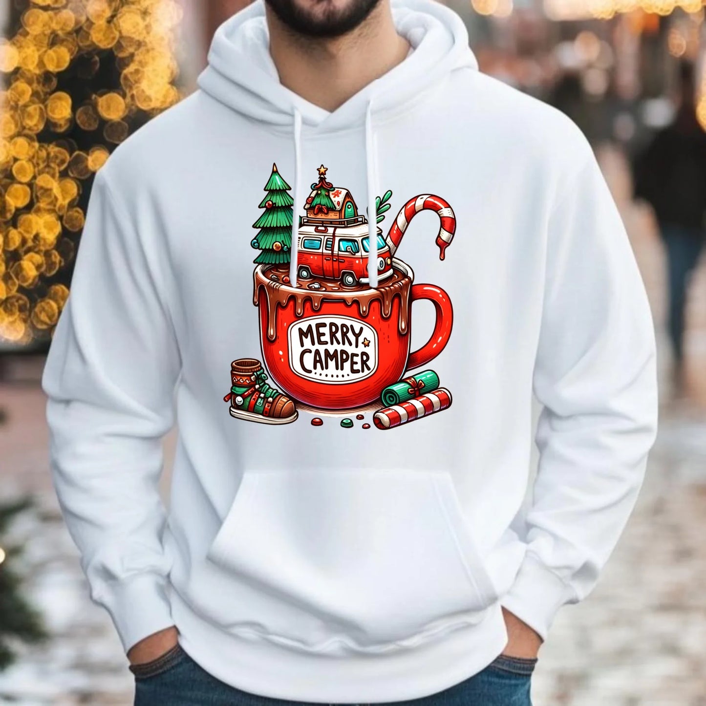 Merry Camper | Personalizowana bluza męska z kapturem świąteczna BN43 - StoryCups.pl