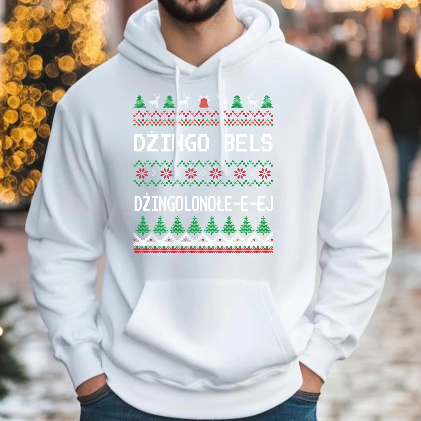 Dżingo bels | Świąteczna bluza męska z kapturem BN11 - StoryCups.pl