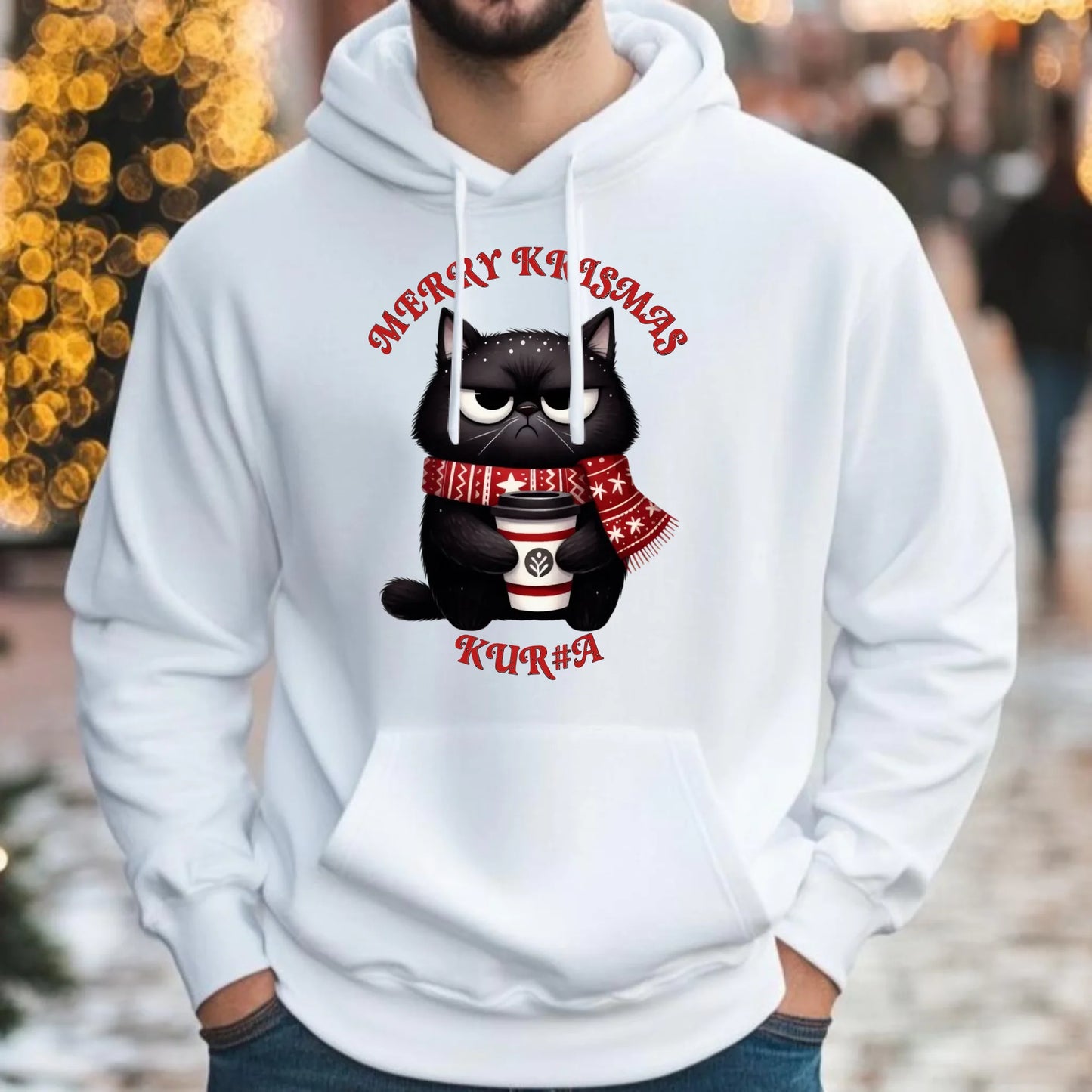 Merry krismas | Świąteczna bluza męska z kapturem BN34 - StoryCups.pl