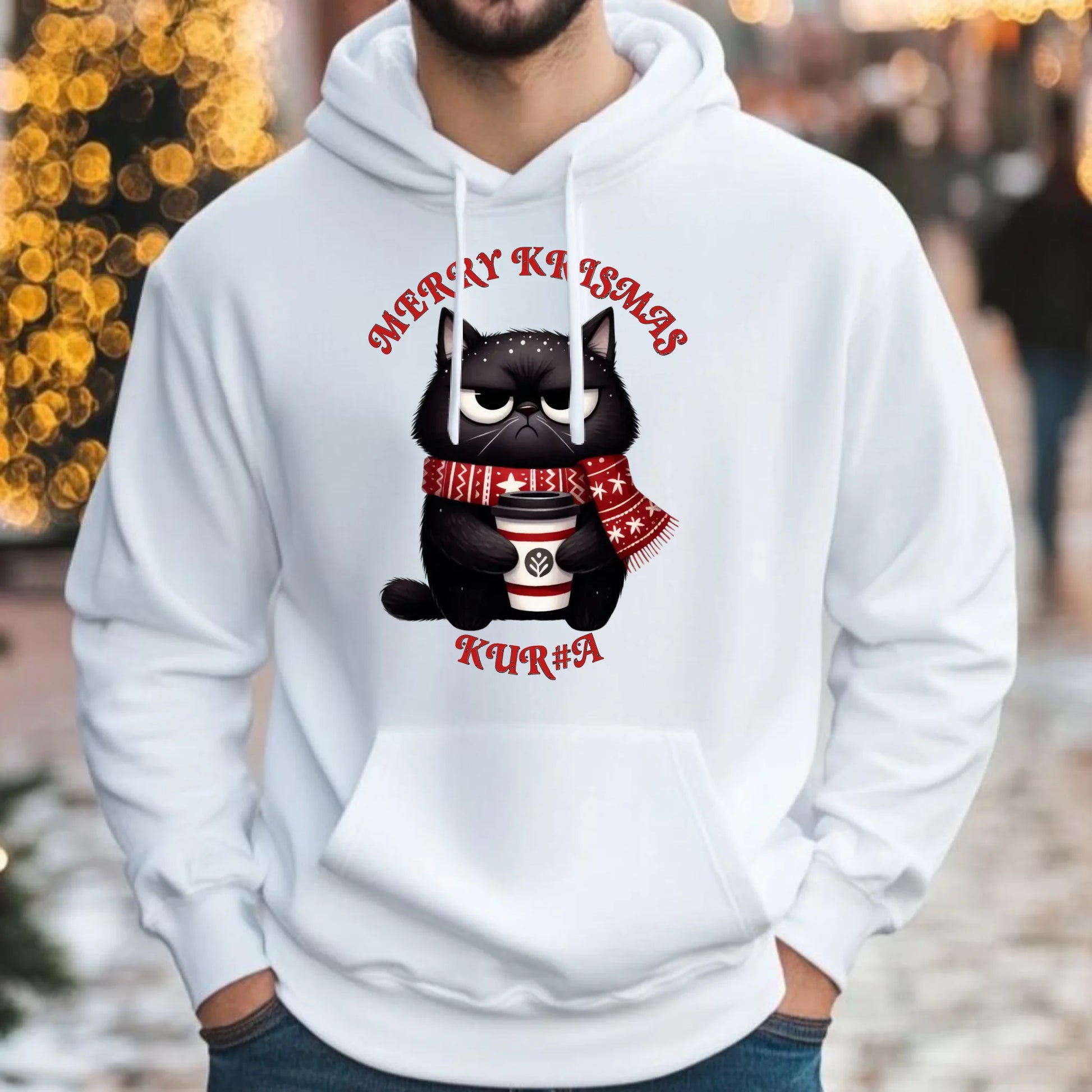 Merry krismas | Świąteczna bluza męska z kapturem BN34 - StoryCups.pl