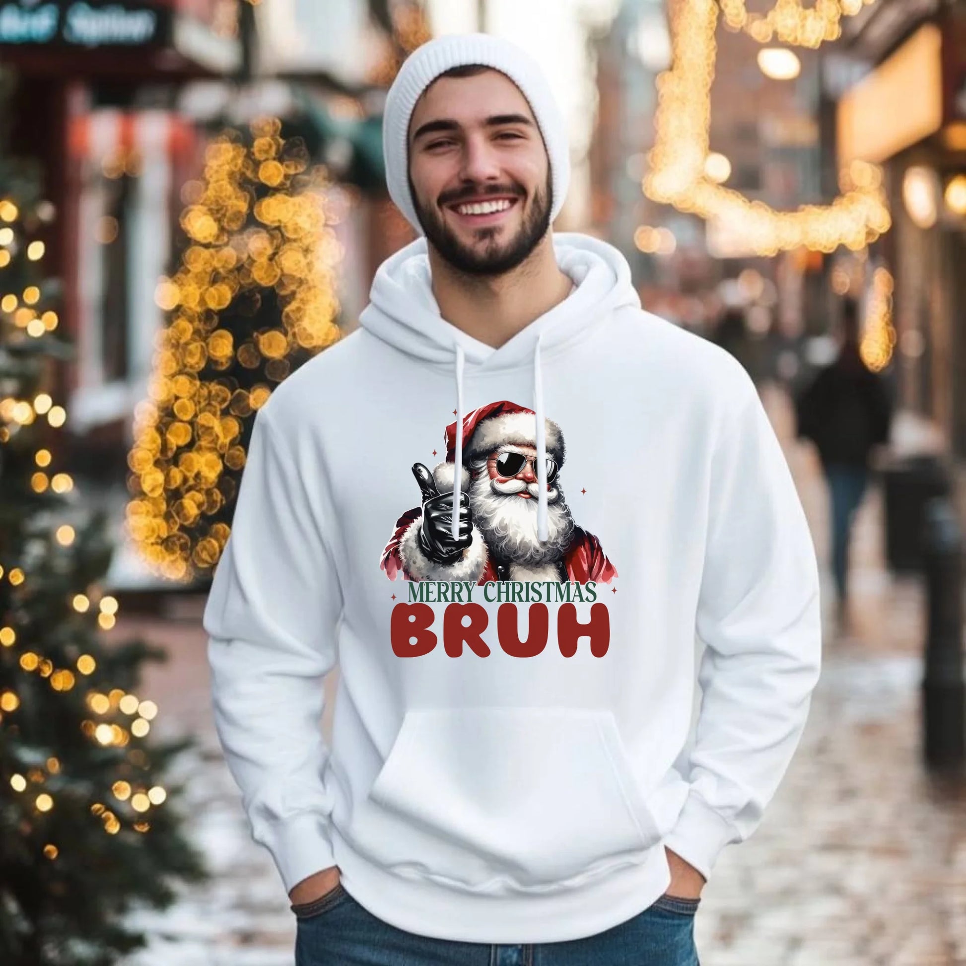 Merry Christmas Bruh | Świąteczna bluza męska z kapturem BN65 - StoryCups.pl
