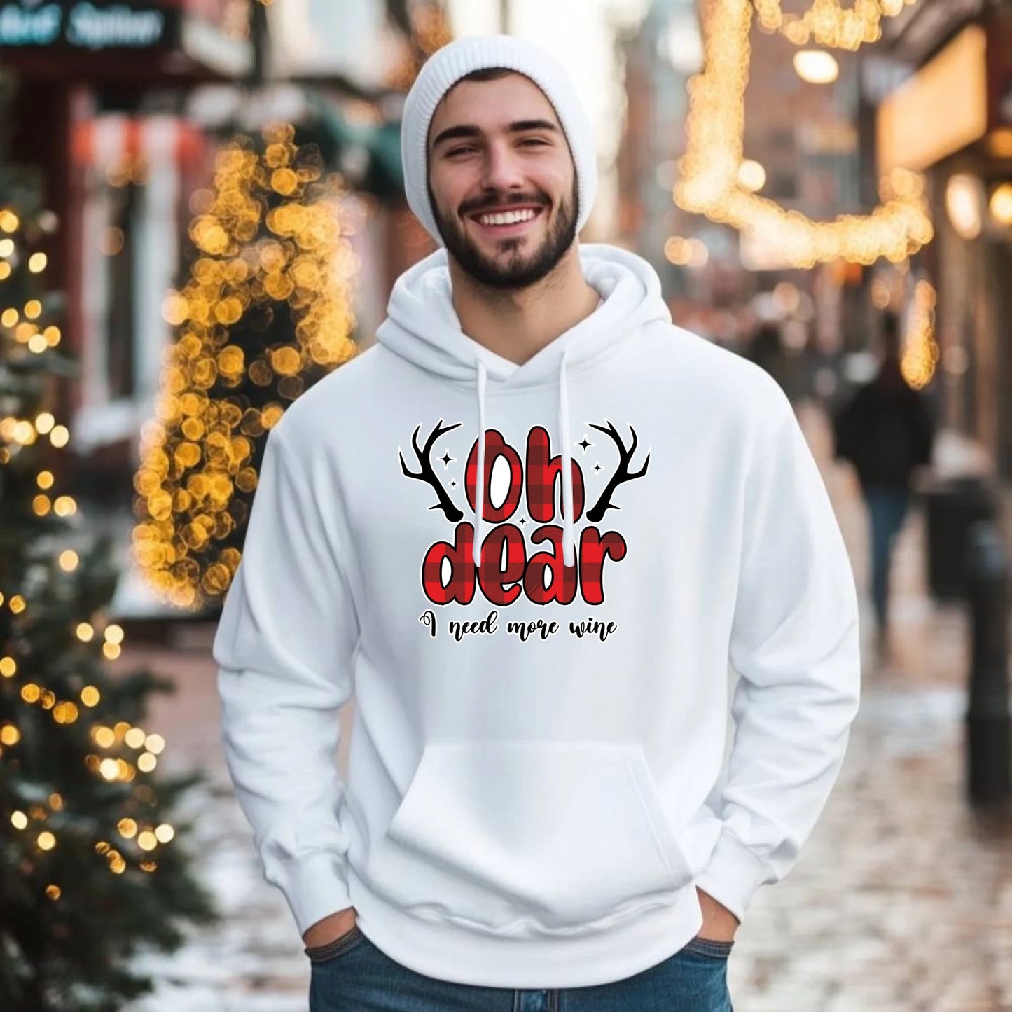 Potrzebuję więcej wina | Świąteczna bluza męska z kapturem BN63 - StoryCups.pl