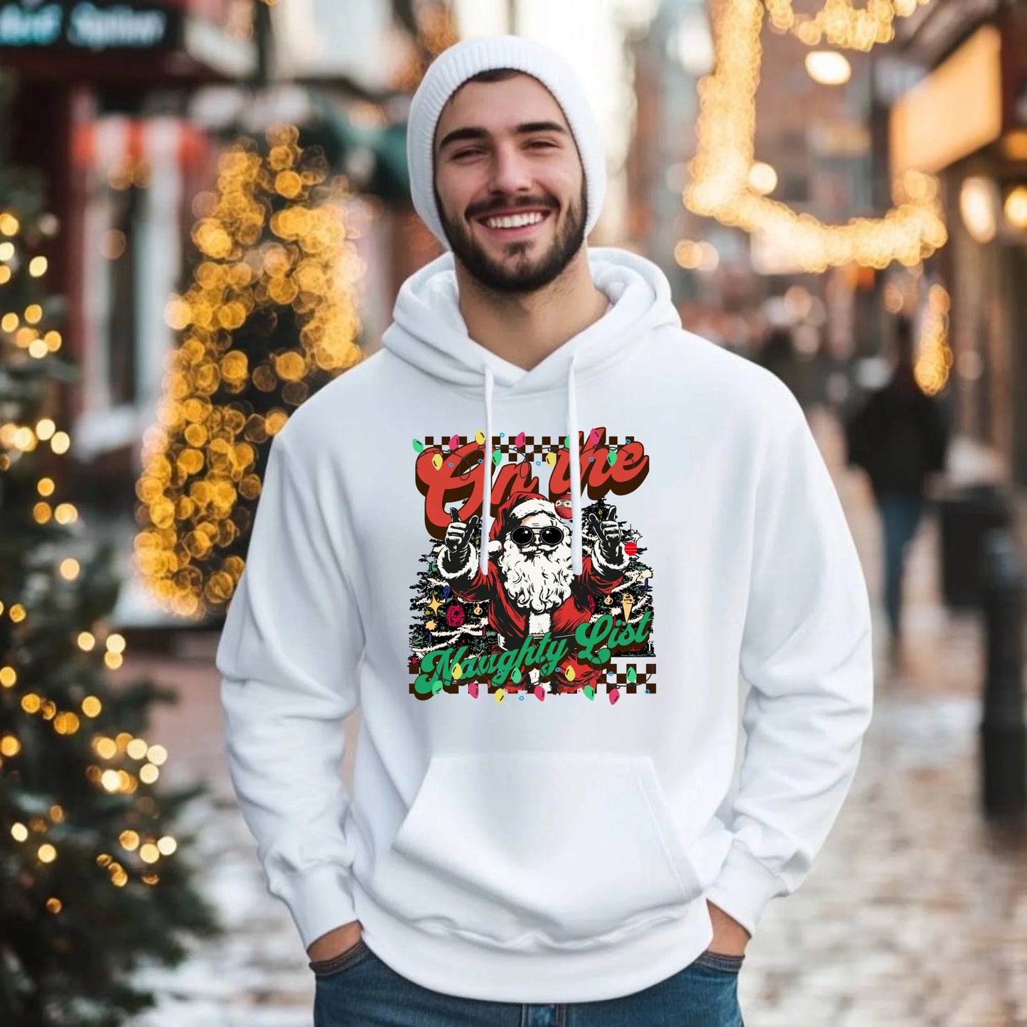 Na liście niegrzecznych | Świąteczna bluza męska z kapturem BN50 - StoryCups.pl