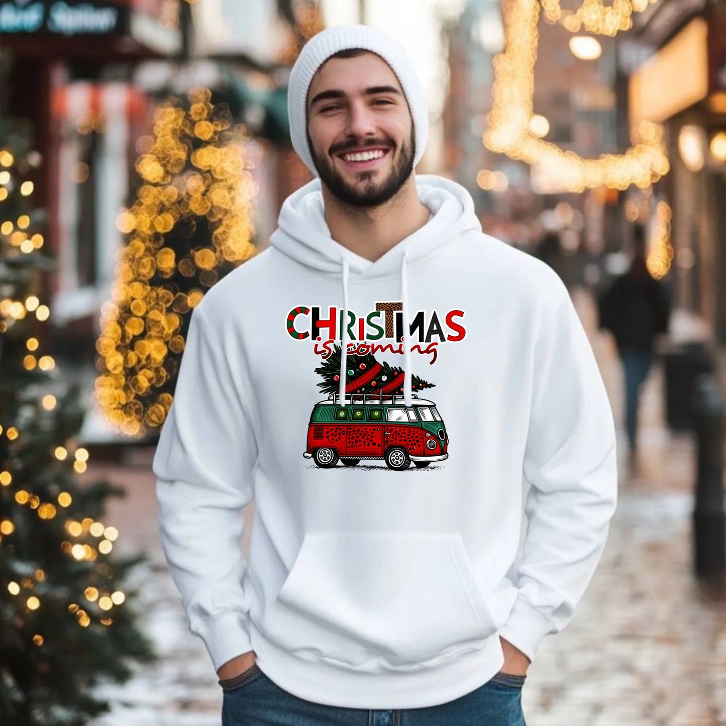 Christmas is coming | Świąteczna bluza męska z kapturem BN42 - StoryCups.pl