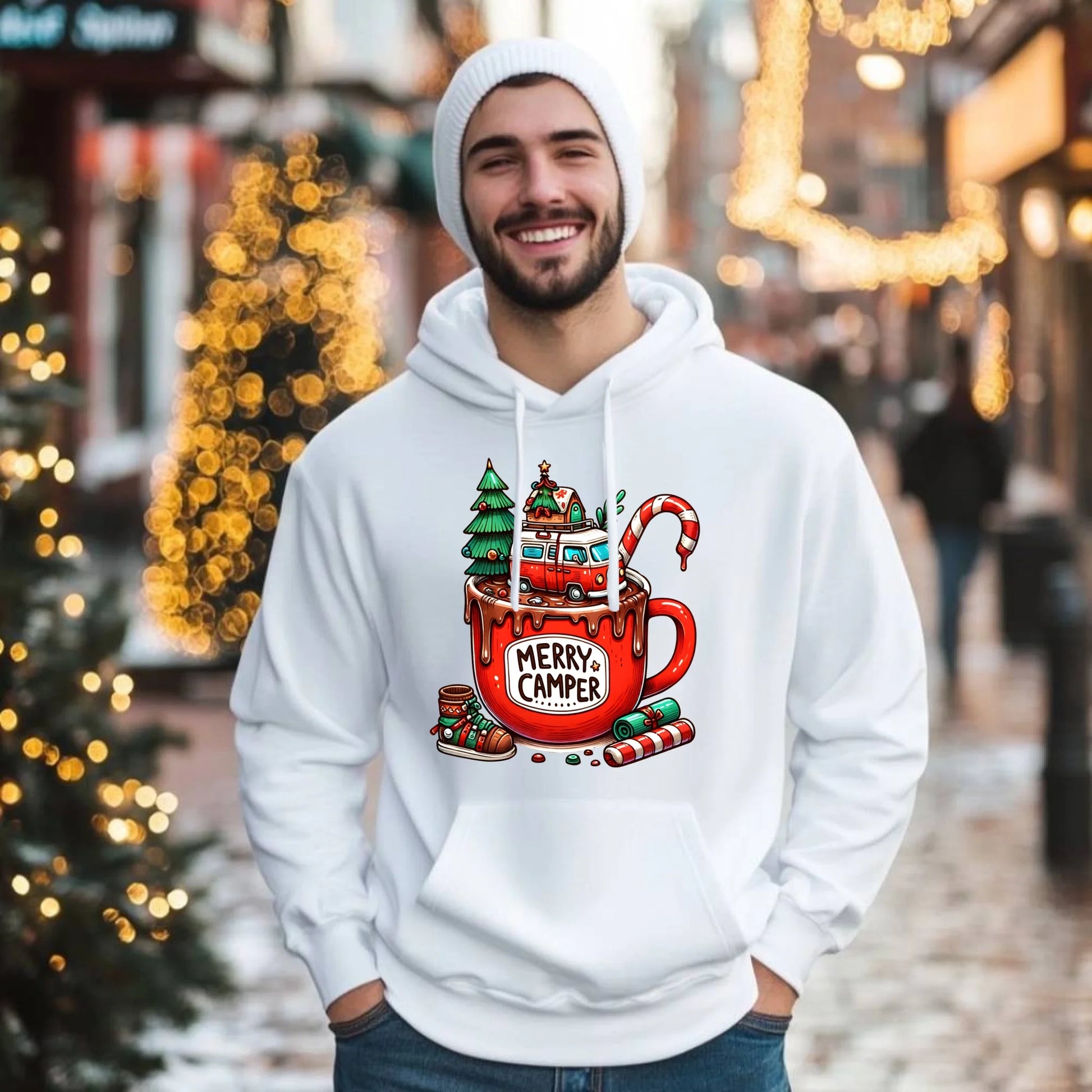 Merry Camper | Personalizowana bluza męska z kapturem świąteczna BN43 - StoryCups.pl