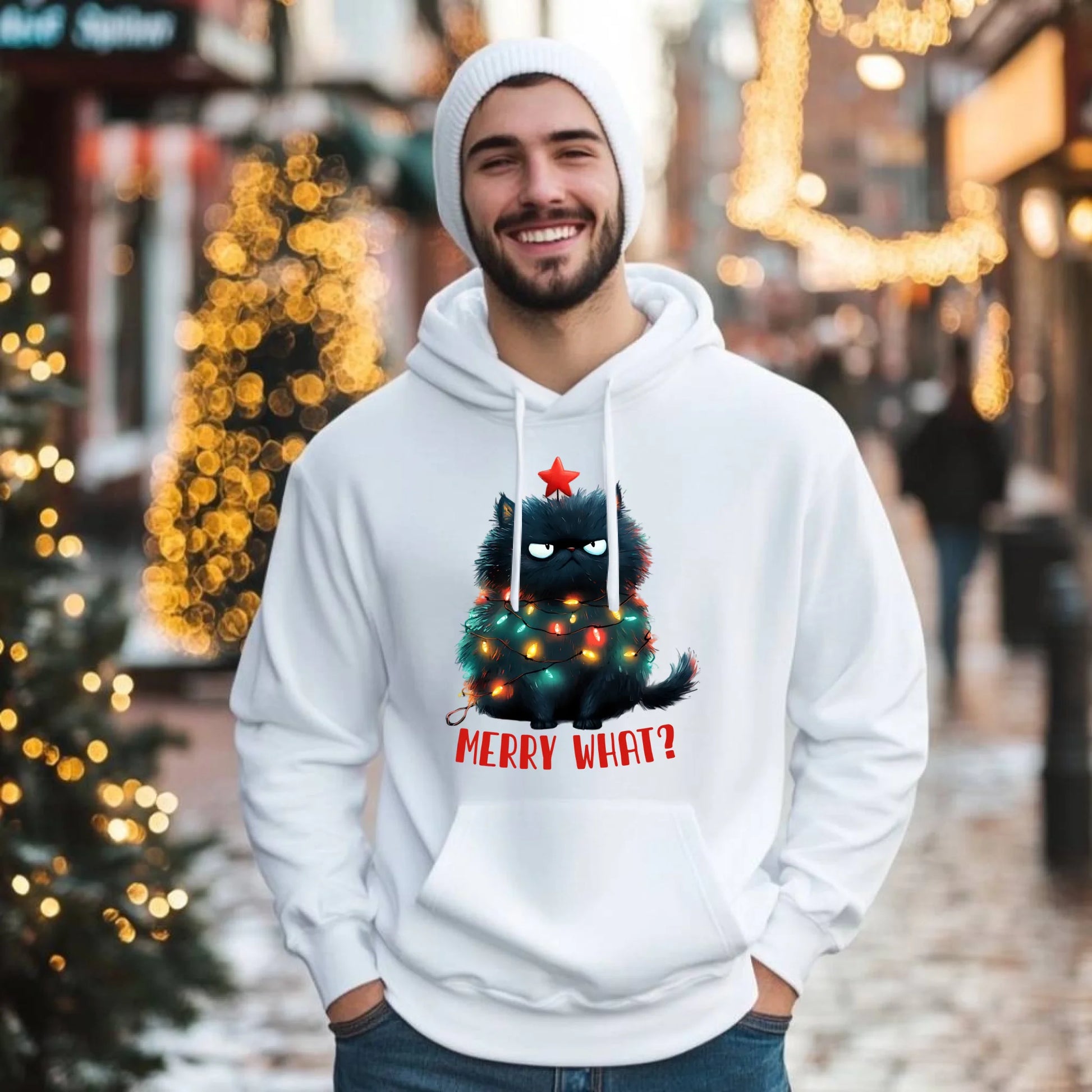 Merry what? | Świąteczna bluza męska z kapturem BN37 - StoryCups.pl