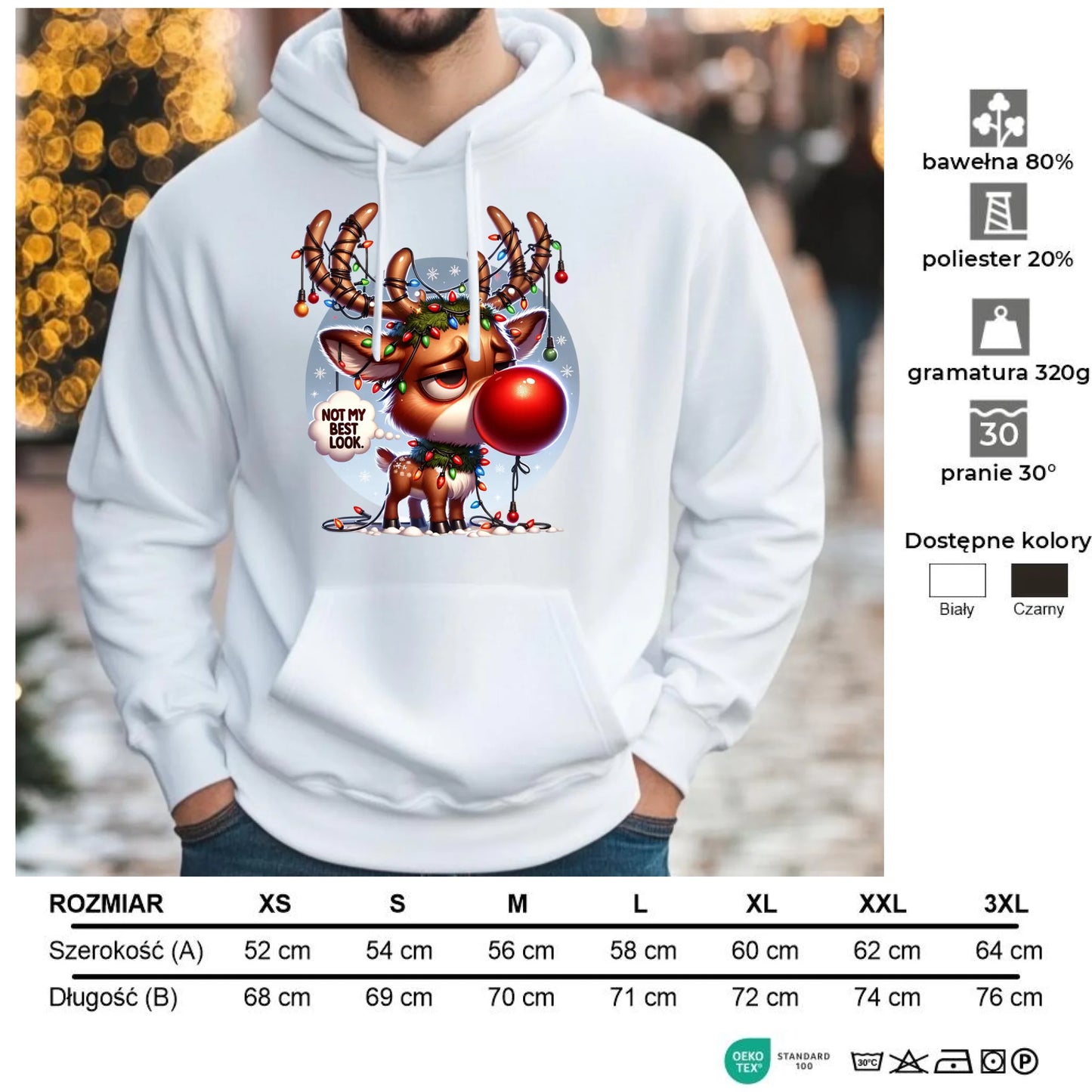 Nie wyglądam najlepiej | Świąteczna bluza męska z kapturem BN98 - StoryCups.pl