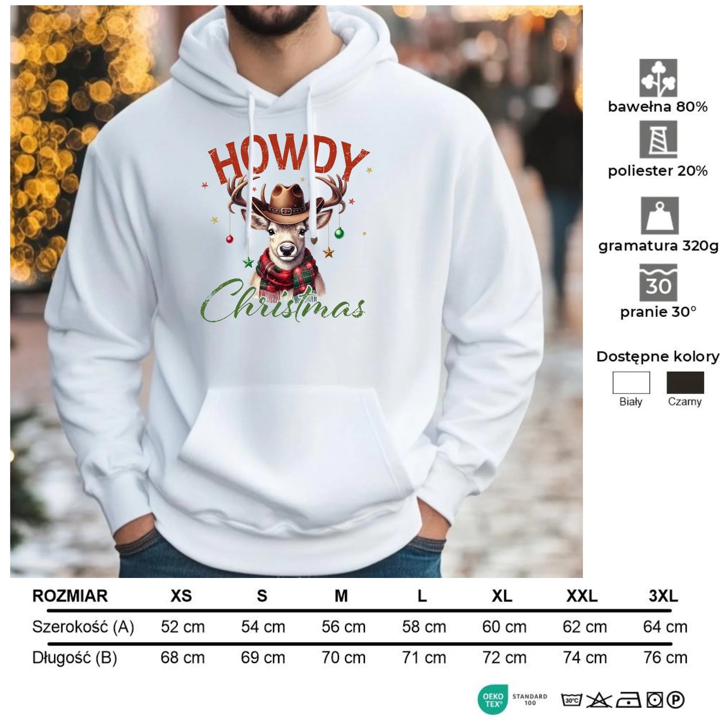 Howdy Christmas | Świąteczna bluza męska z kapturem BN54 - StoryCups.pl