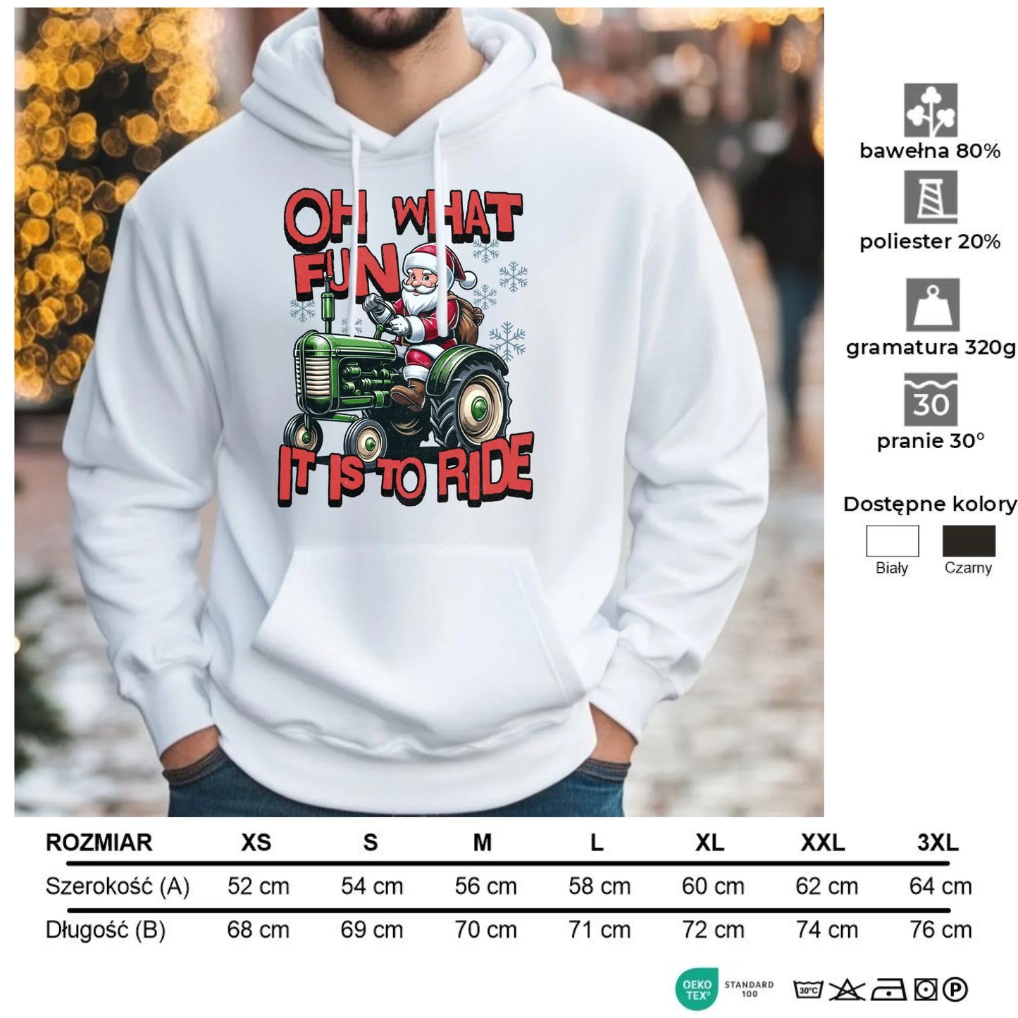 Oh what fun it is to ride | Świąteczna bluza męska z kapturem BN48 - StoryCups.pl