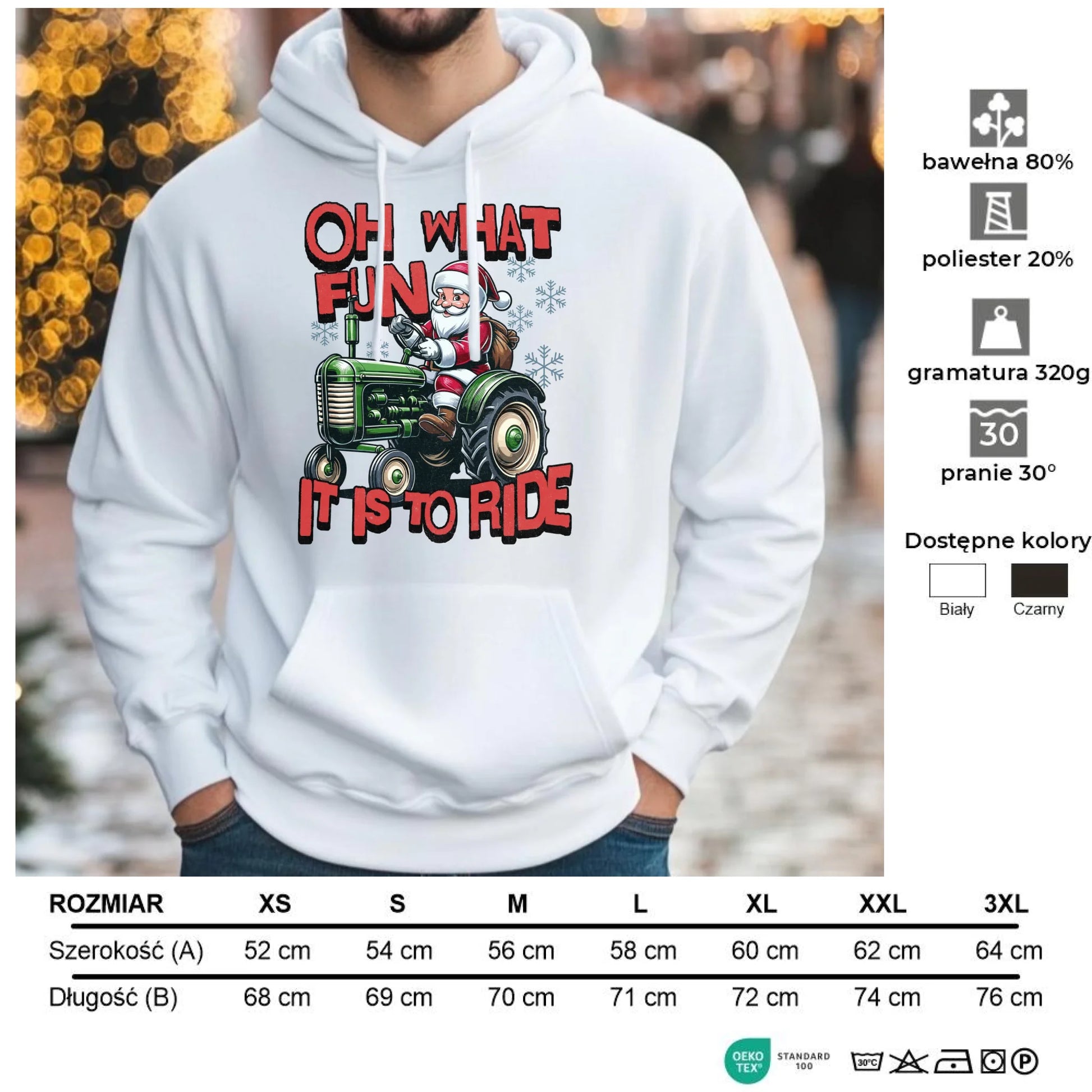 Oh what fun it is to ride | Świąteczna bluza męska z kapturem BN48 - StoryCups.pl