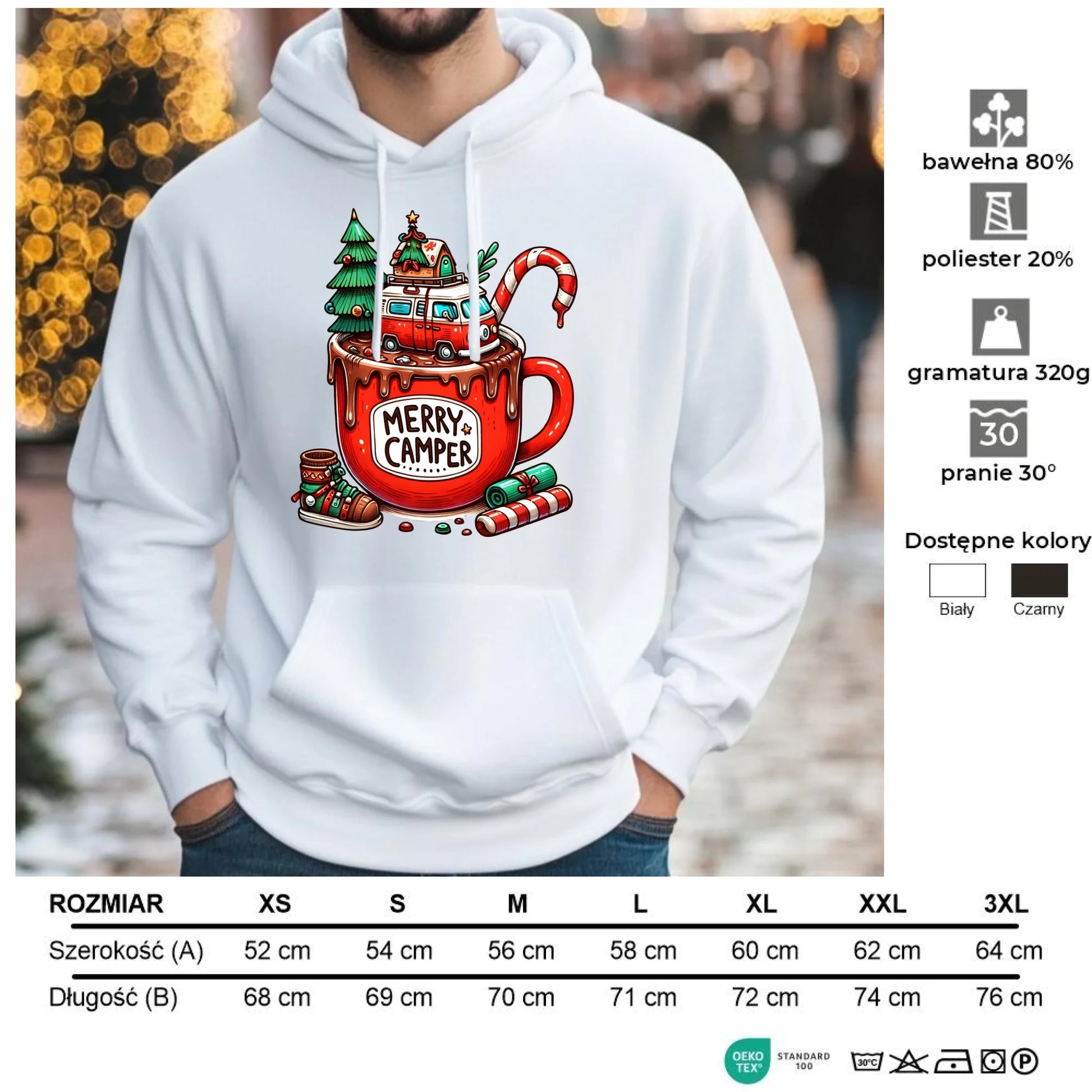Merry Camper | Personalizowana bluza męska z kapturem świąteczna BN43 - StoryCups.pl