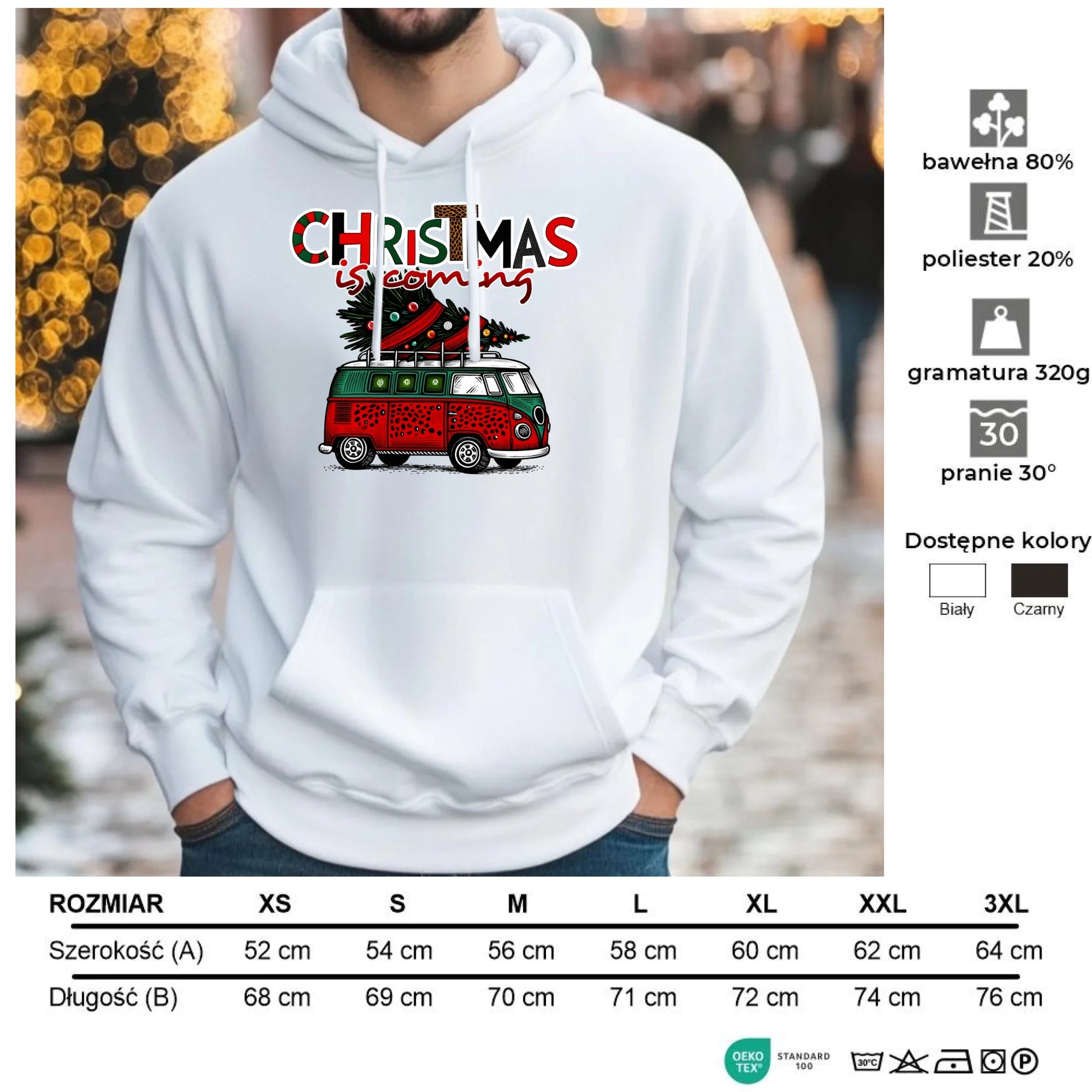 Christmas is coming | Świąteczna bluza męska z kapturem BN42 - StoryCups.pl