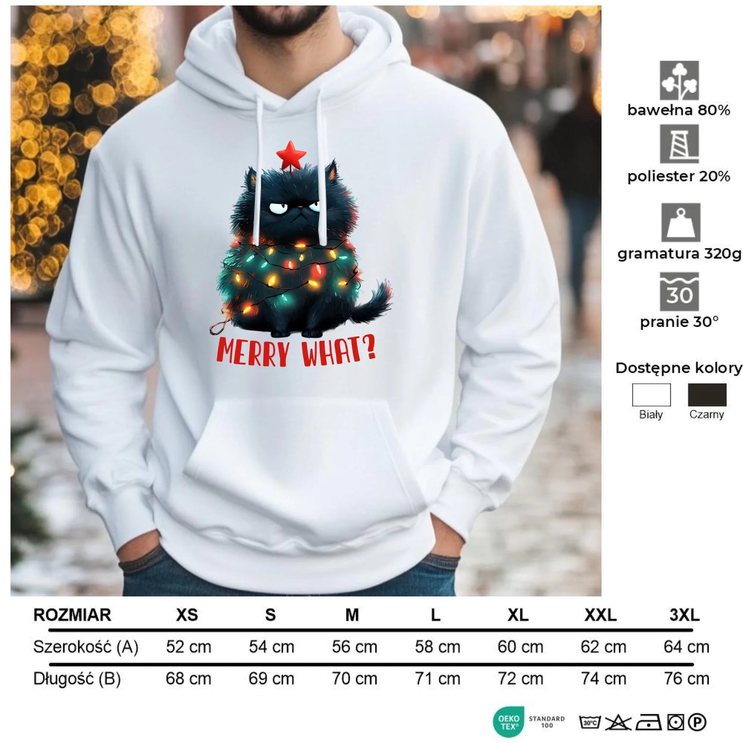 Merry what? | Świąteczna bluza męska z kapturem BN37 - StoryCups.pl