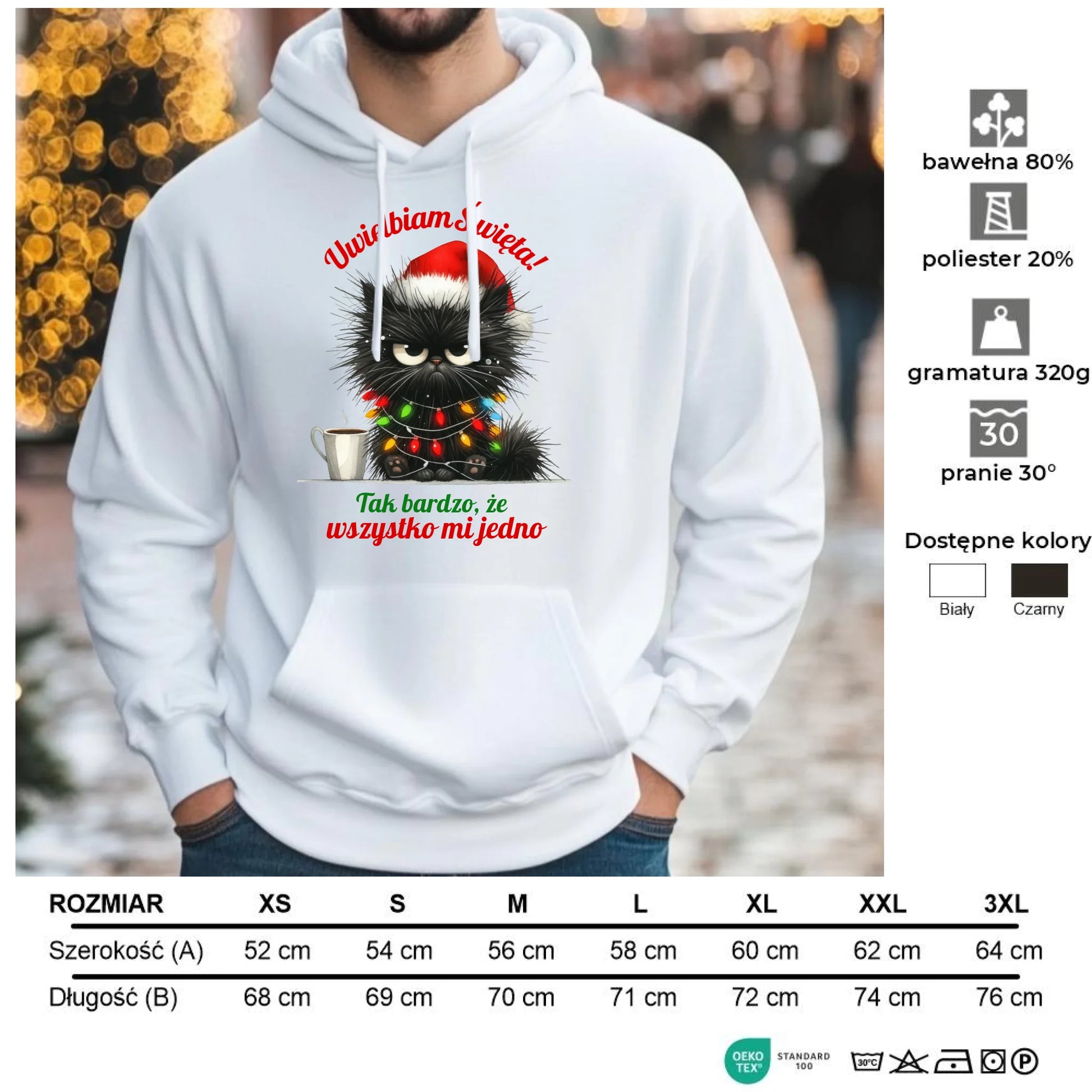 Wszystko mi jedno | Świąteczna bluza męska z kapturem BN35 - StoryCups.pl