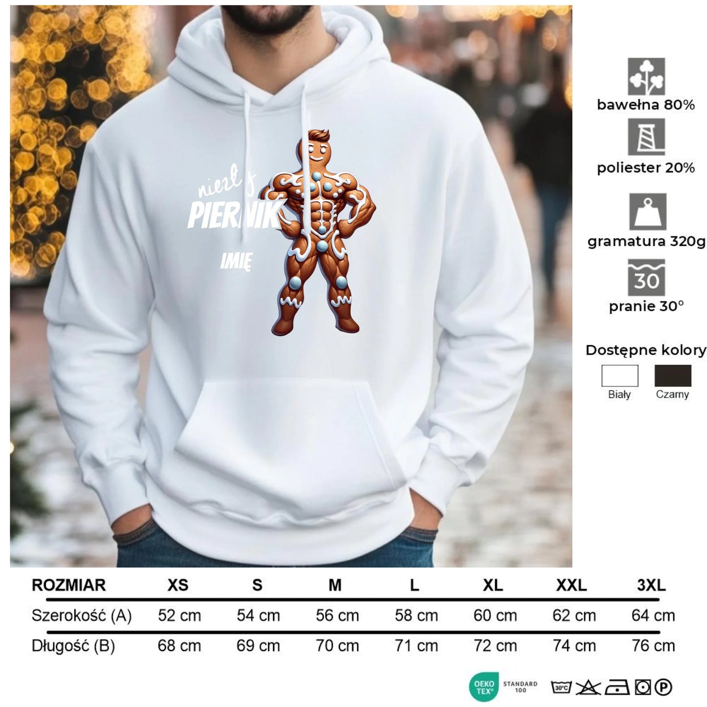 Niezły piernik | Świąteczna bluza męska z kapturem na prezent BN24 - StoryCups.pl