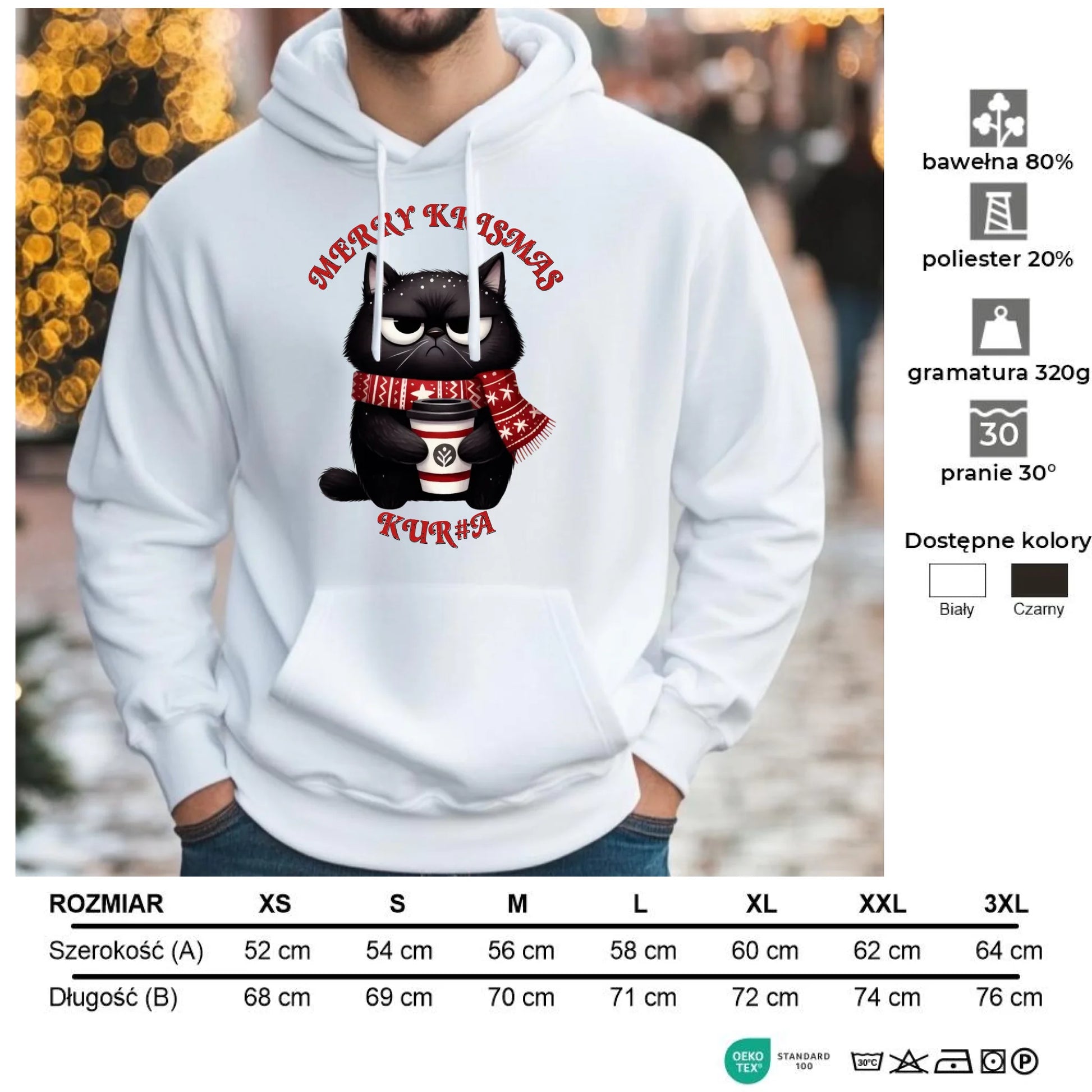 Merry krismas | Świąteczna bluza męska z kapturem BN34 - StoryCups.pl