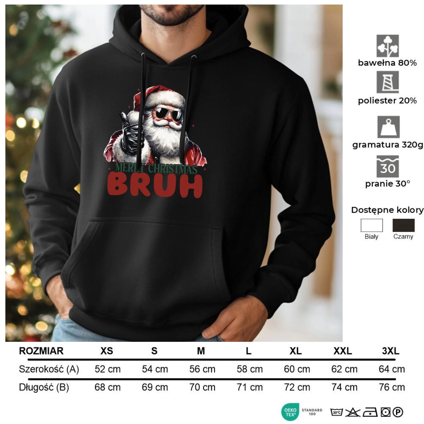 Merry Christmas Bruh | Świąteczna bluza męska z kapturem BN65 - StoryCups.pl