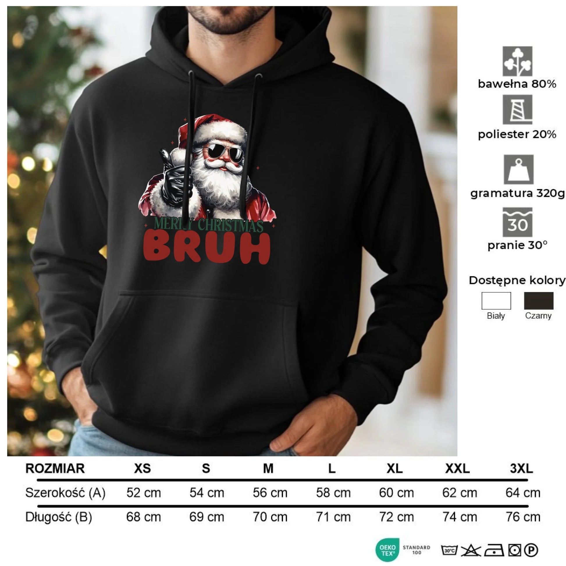 Merry Christmas Bruh | Świąteczna bluza męska z kapturem BN65 - StoryCups.pl