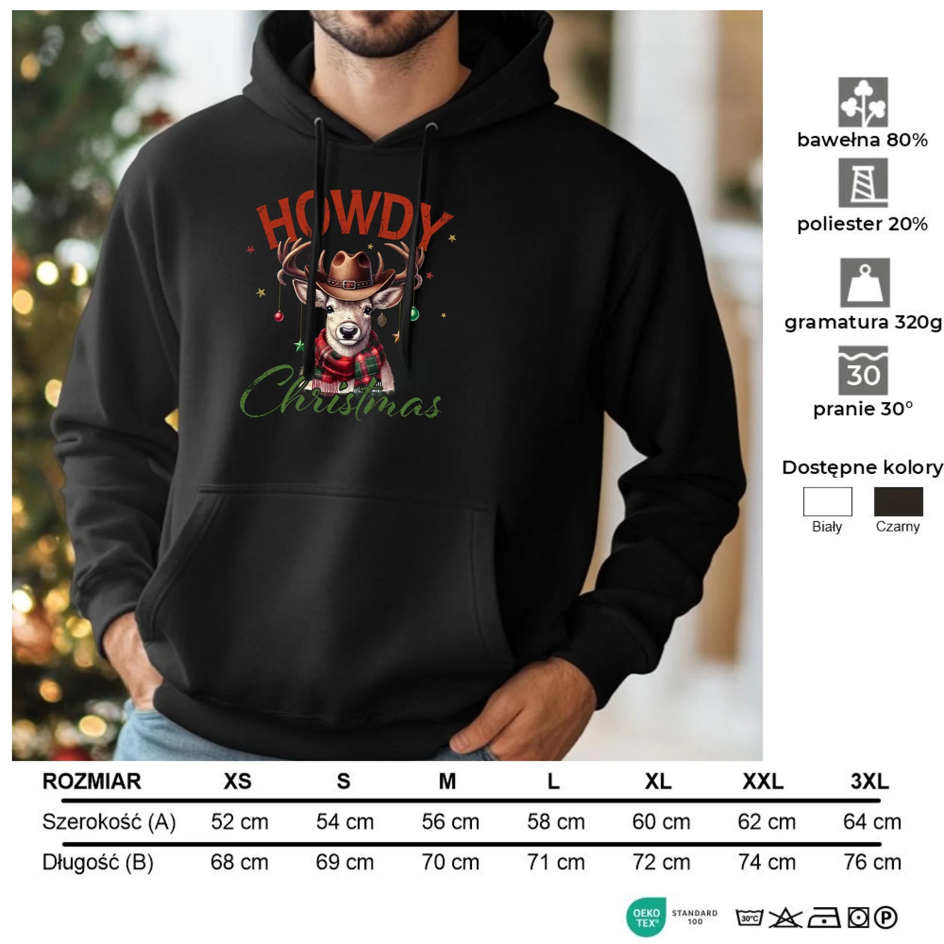 Howdy Christmas | Świąteczna bluza męska z kapturem BN54 - StoryCups.pl