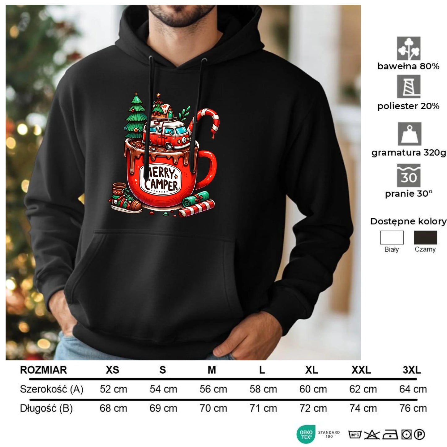 Merry Camper | Personalizowana bluza męska z kapturem świąteczna BN43 - StoryCups.pl