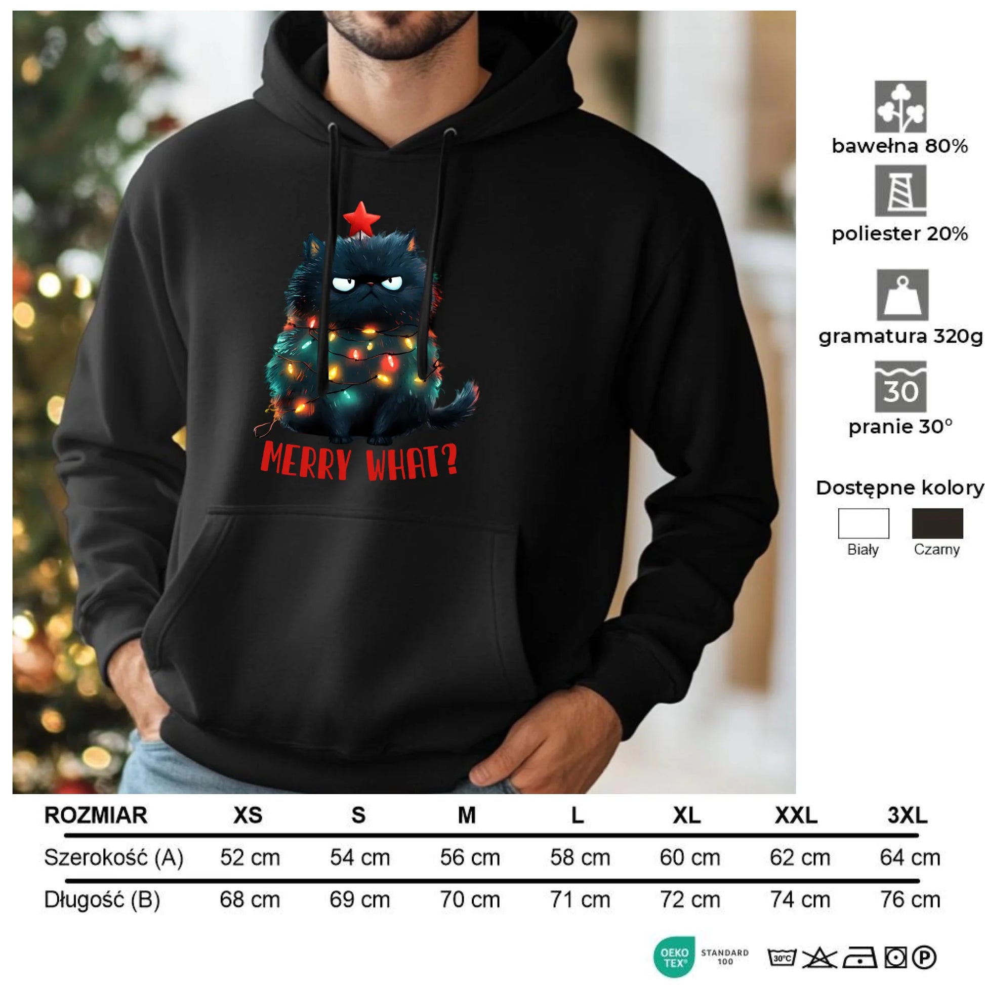Merry what? | Świąteczna bluza męska z kapturem BN37 - StoryCups.pl