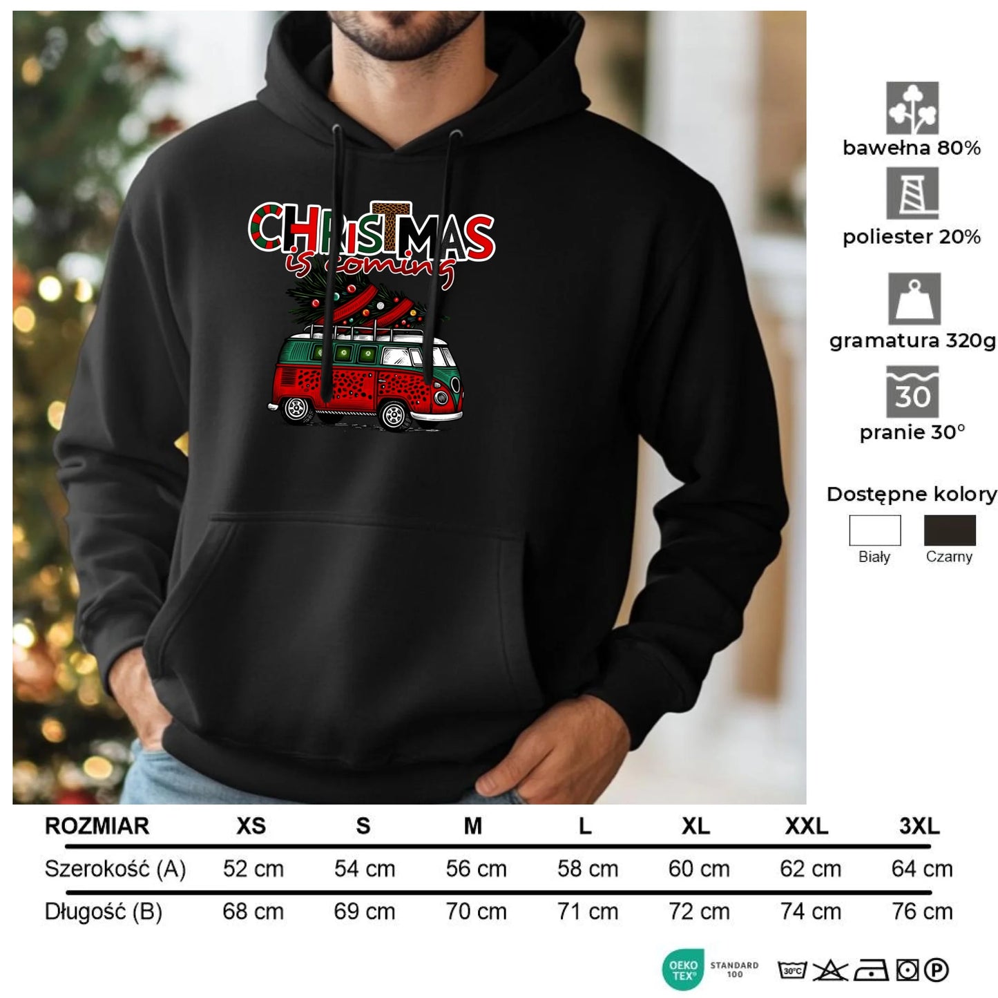 Christmas is coming | Świąteczna bluza męska z kapturem BN42 - StoryCups.pl