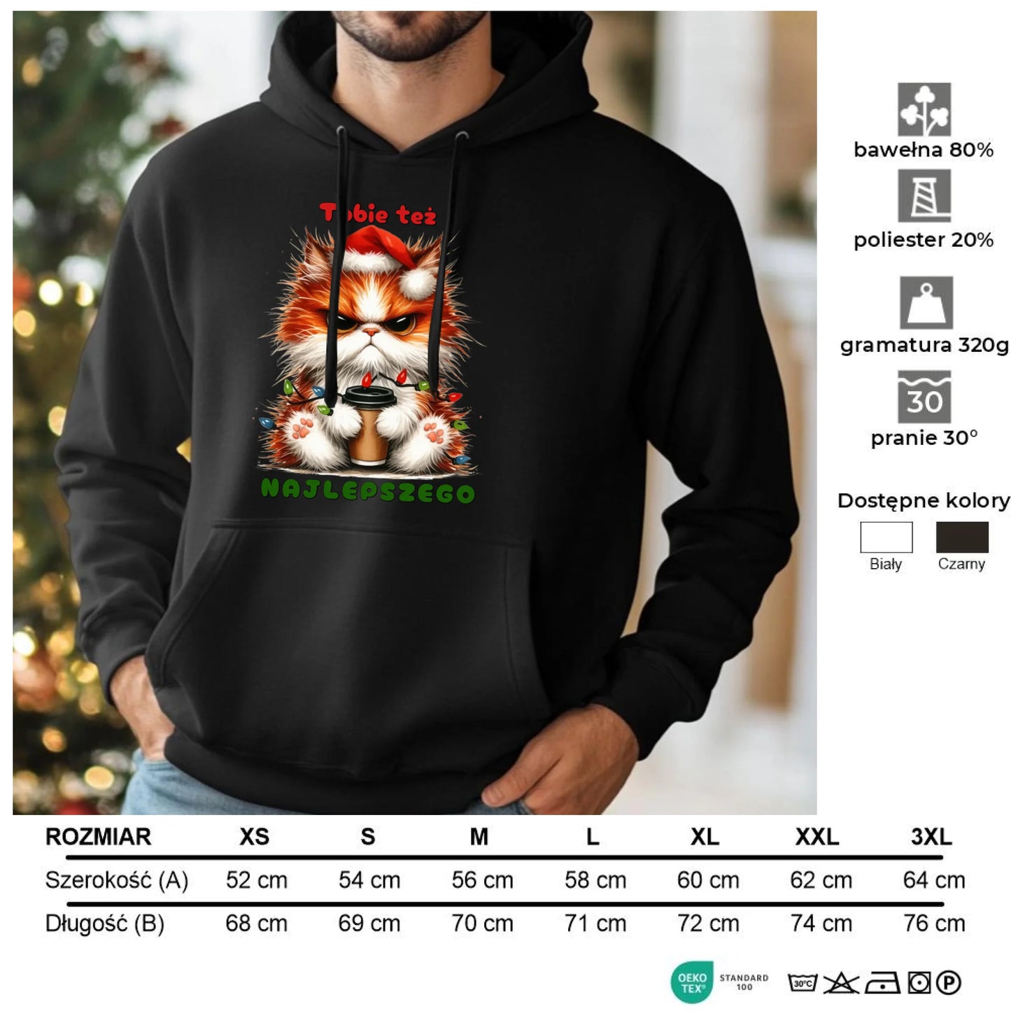 Najlepszego | Świąteczna bluza męska z kapturem BN32 - StoryCups.pl
