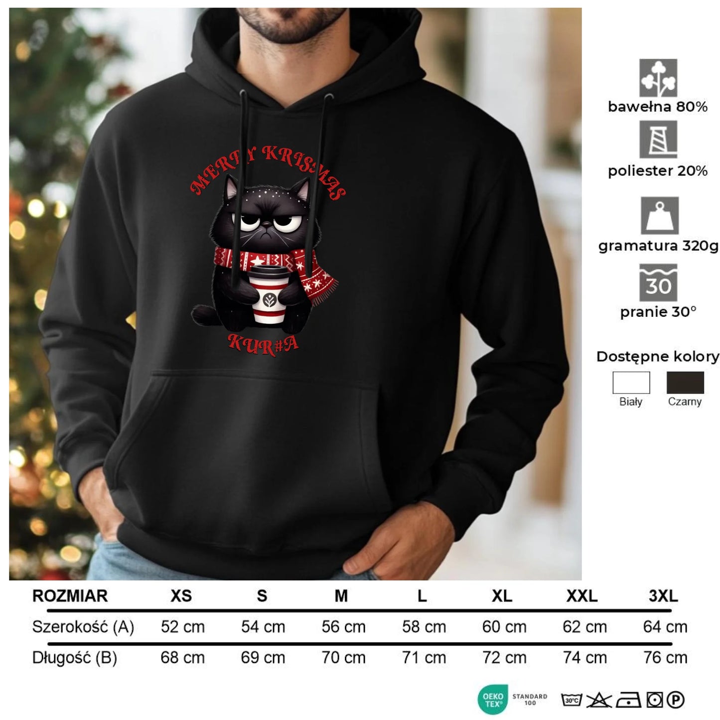 Merry krismas | Świąteczna bluza męska z kapturem BN34 - StoryCups.pl