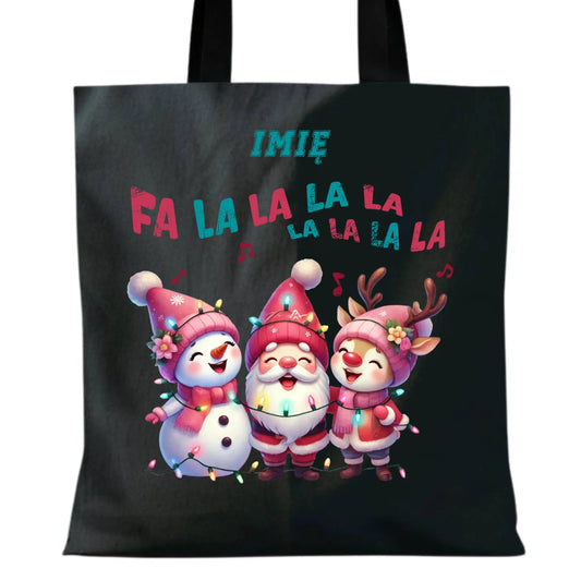 Fa la la la la | Świąteczna eco torba z imieniem BN51 - StoryCups.pl
