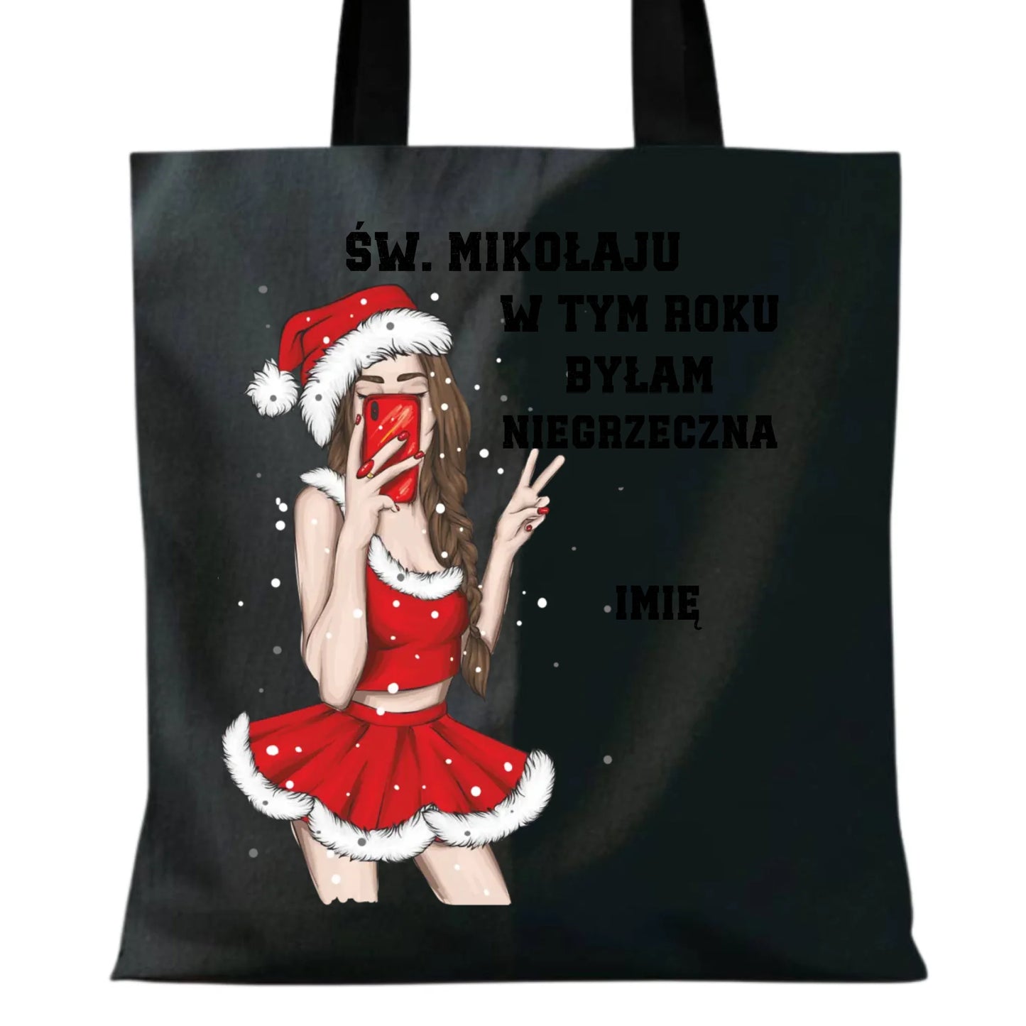 W tym roku byłam niegrzeczna | Personalizowana eco torba świąteczna BN21 - StoryCups.pl
