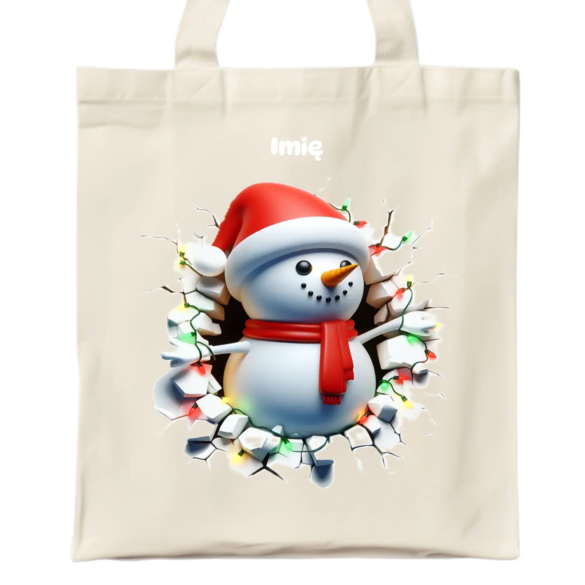 Bałwanek 3D | Personalizowana torba świąteczna BN82 - StoryCups.pl