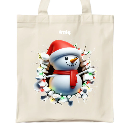 Bałwanek 3D | Personalizowana torba świąteczna BN82 - StoryCups.pl